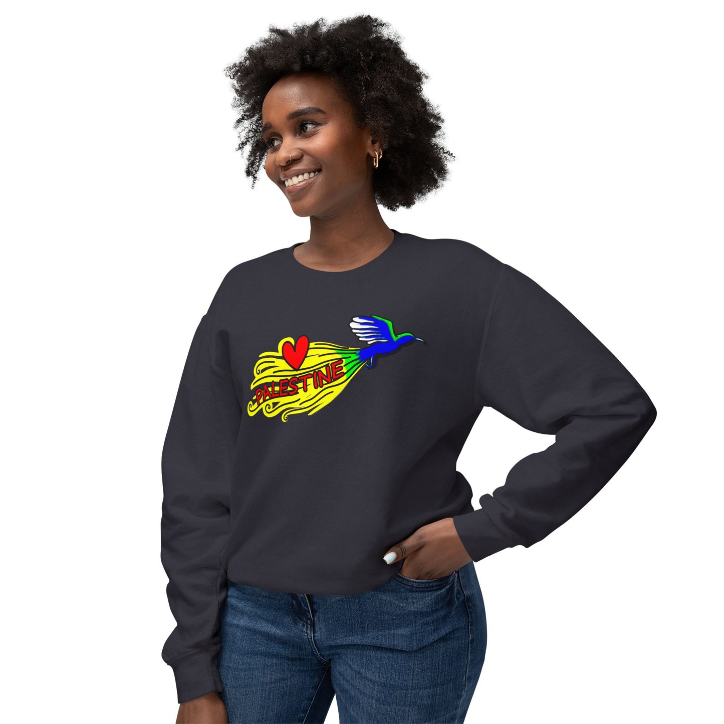 Unisex Lightweight Crewneck Sweatshirt - Love Palestine