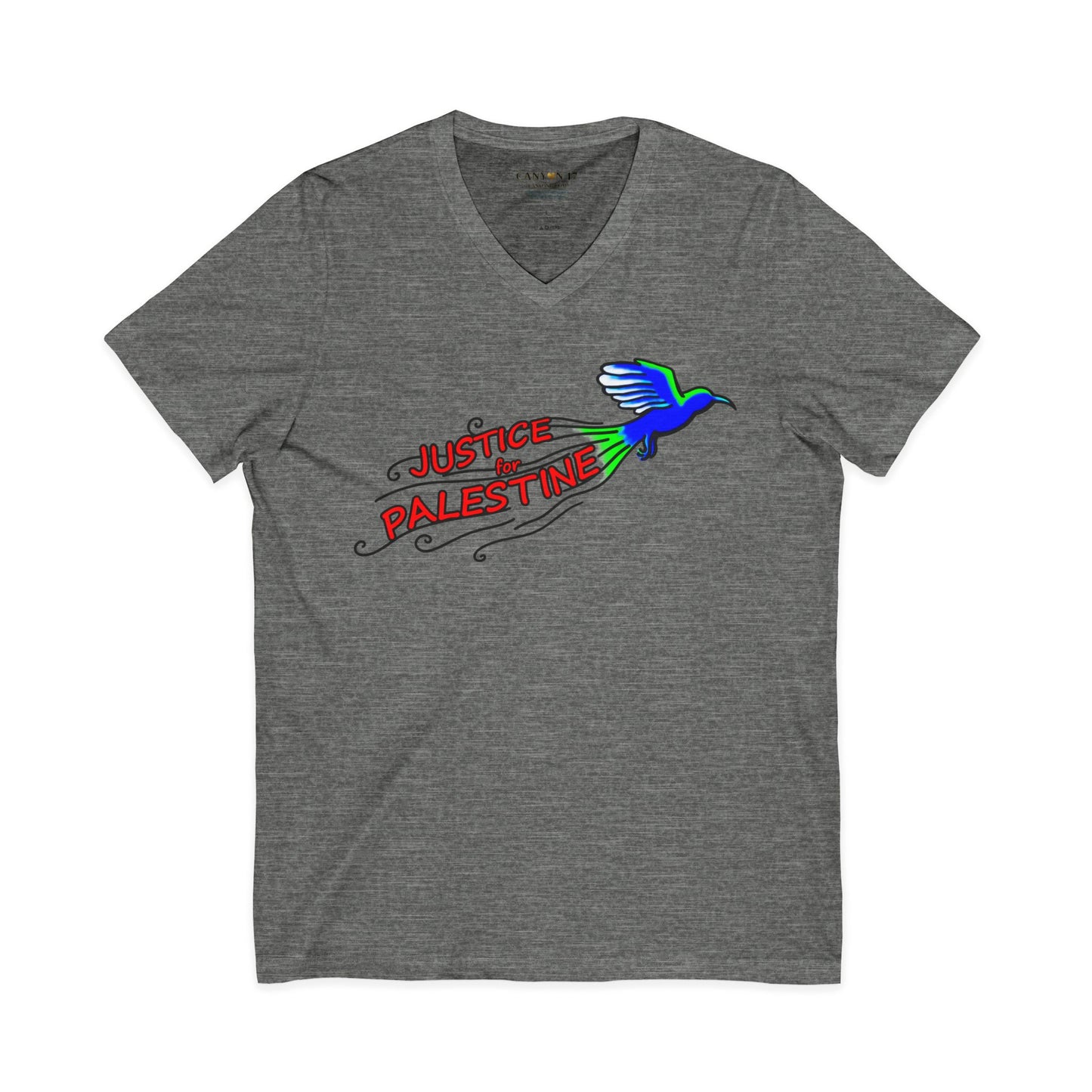 Unisex Jersey Short Sleeve V-Neck Tee - Justice for Palestine