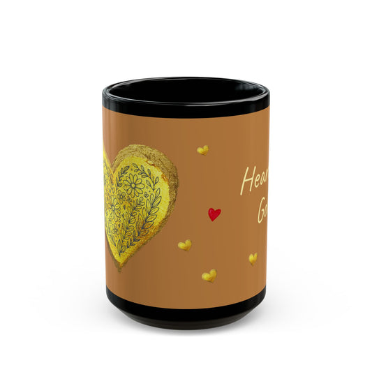 Brown on Black Mug  - Heart of Gold (15oz)