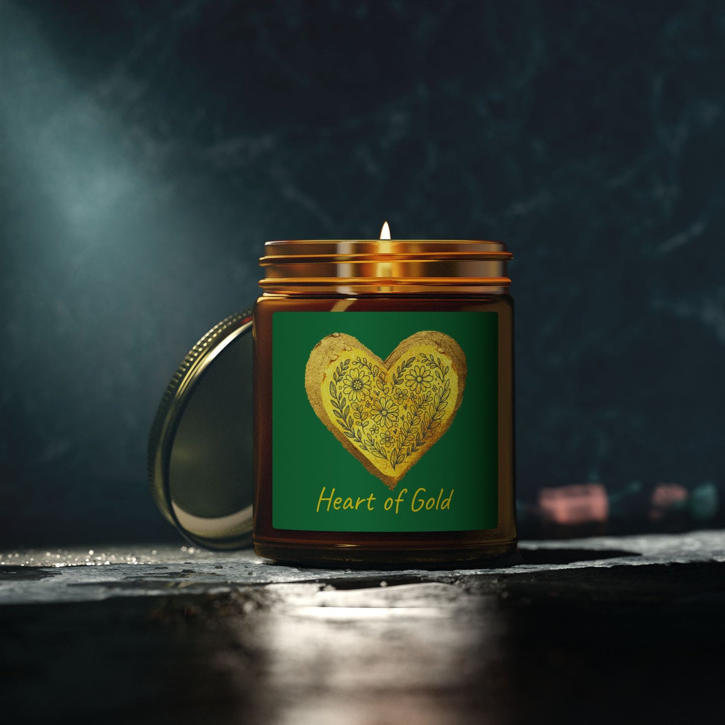Scented Candle, Coconut Apricot Wax (9oz) - Forest Green