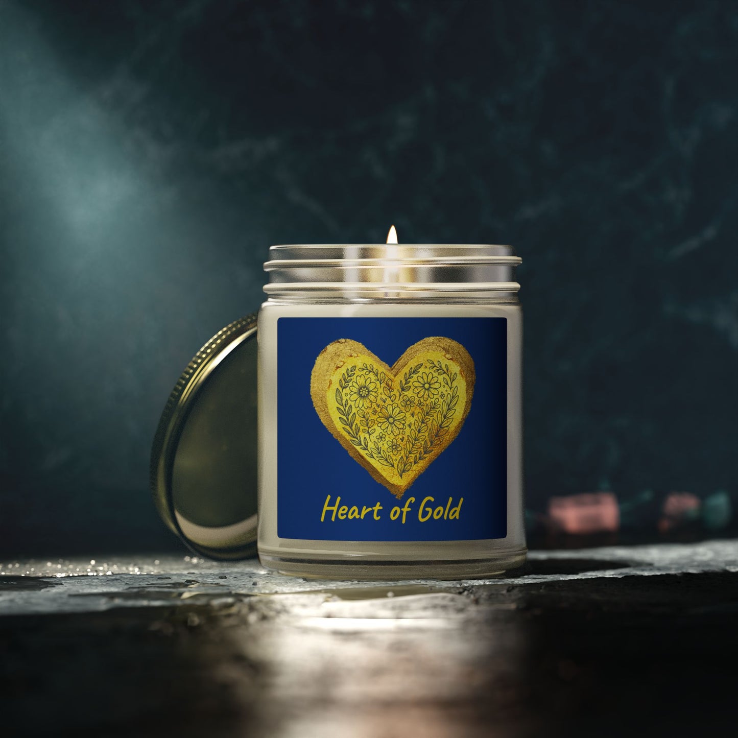 Scented Candle, Coconut Apricot Wax (9oz) - Dark Blue