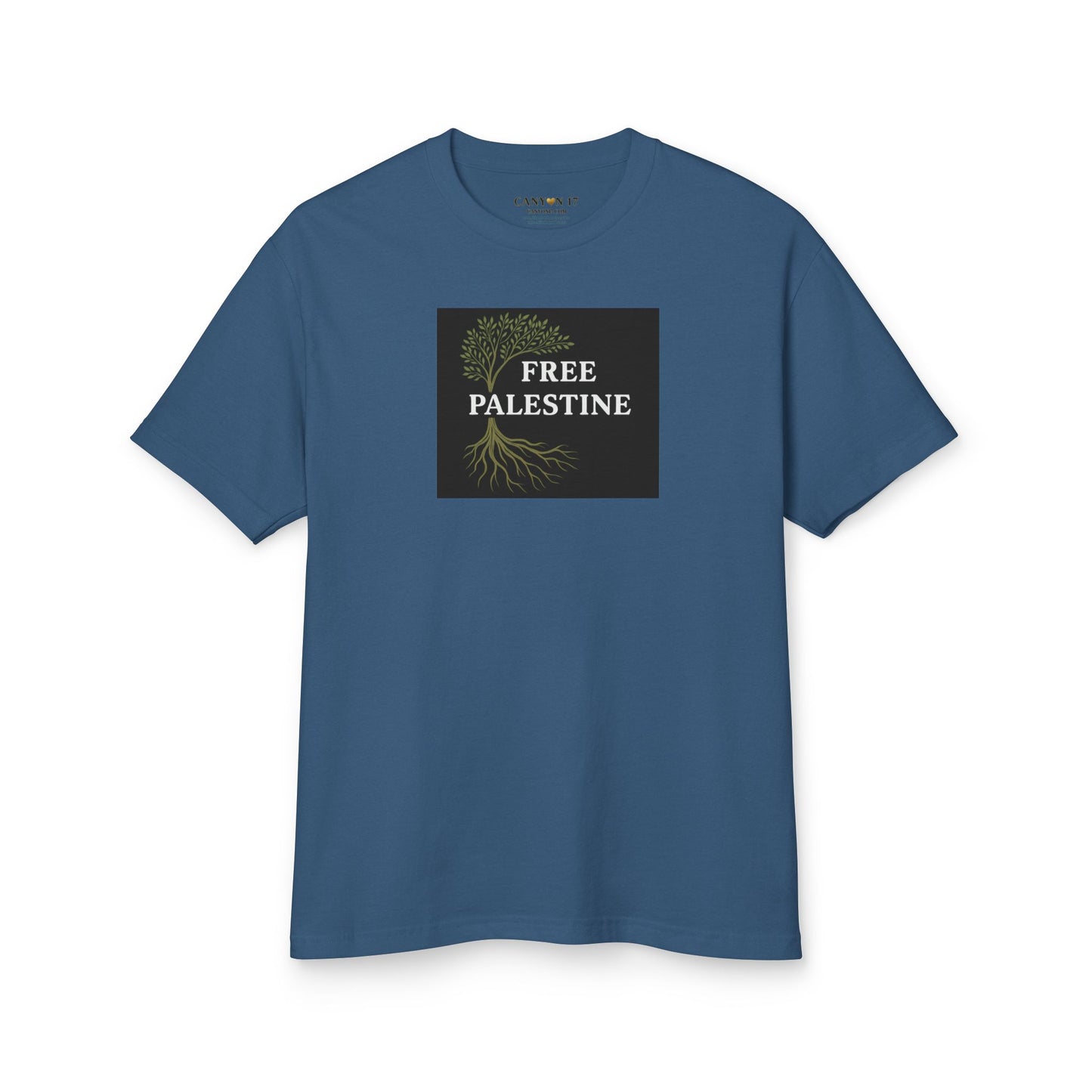Unisex Heavyweight Cotton Tee - Free Palestine (Olive Tree Roots Edition)
