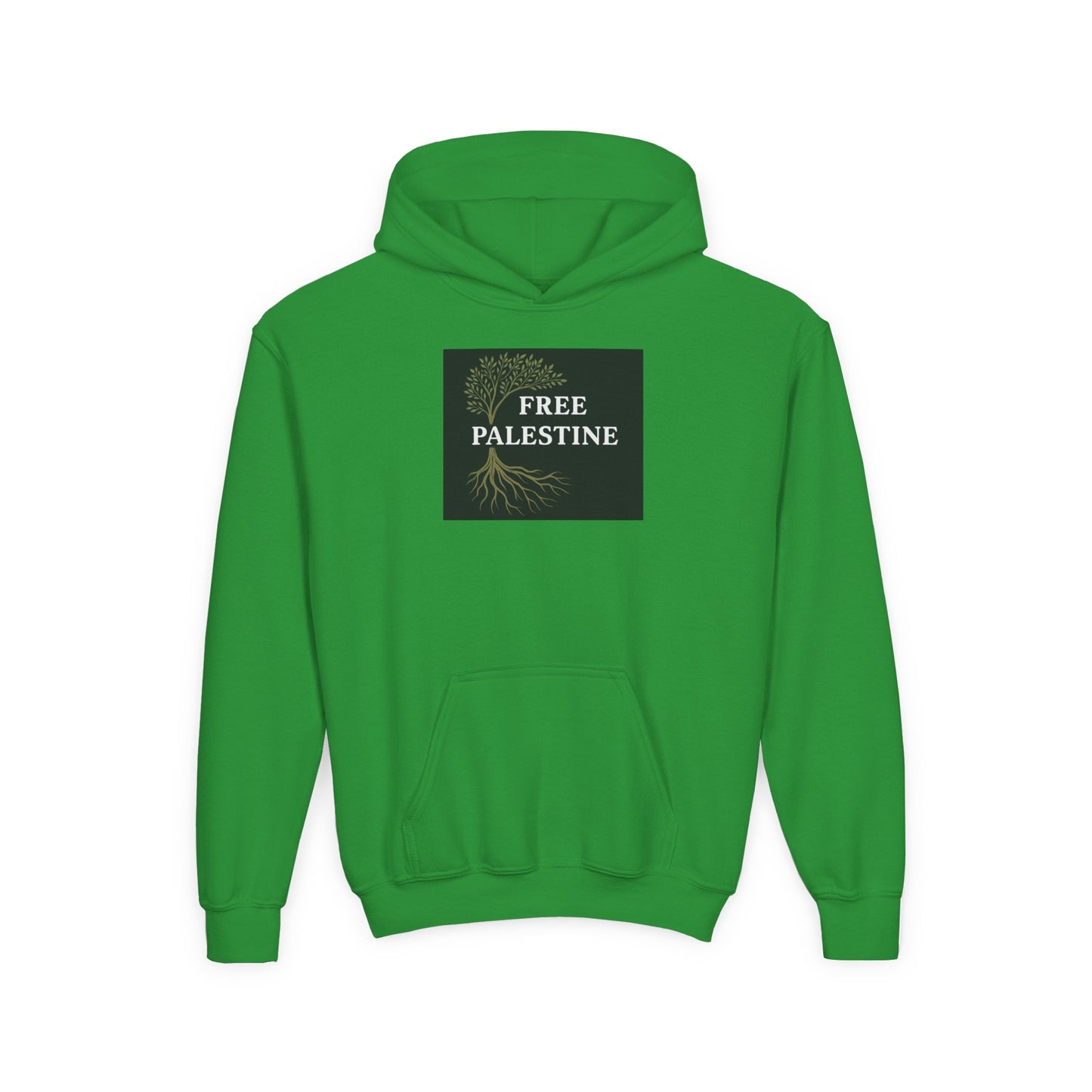 Youth Heavy Blend Hooded Sweatshirt - Free Palestine (Olive Tree Roots Edition)
