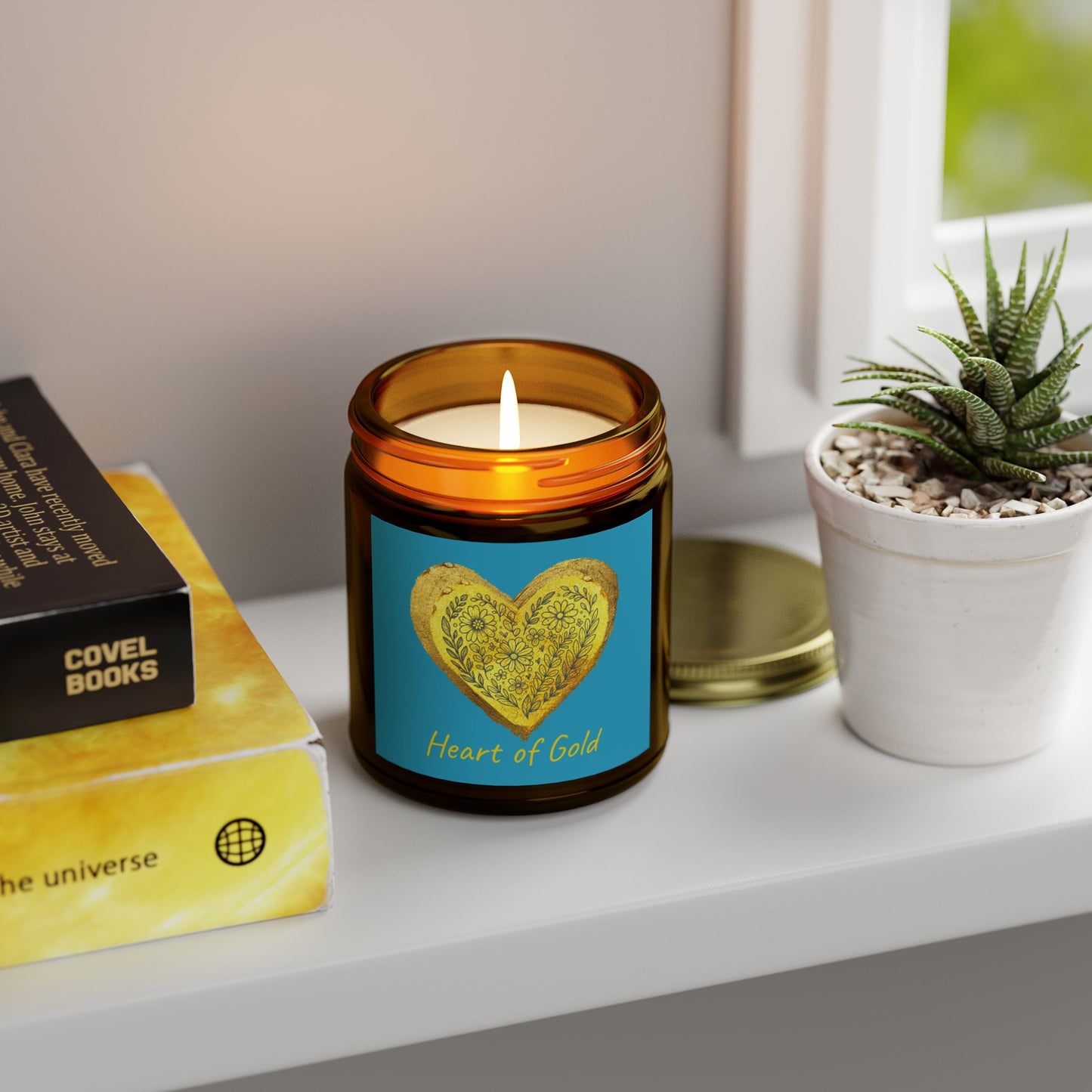 Scented Candle, Coconut Apricot Wax (9oz) - Turquoise
