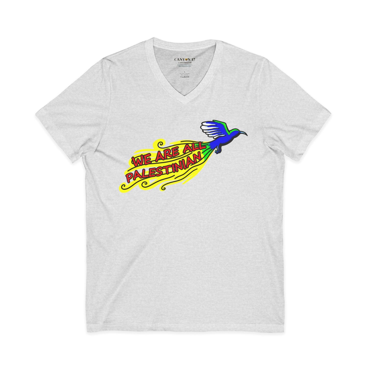 Unisex Jersey Short Sleeve V-Neck Tee - We Are All Palestinian