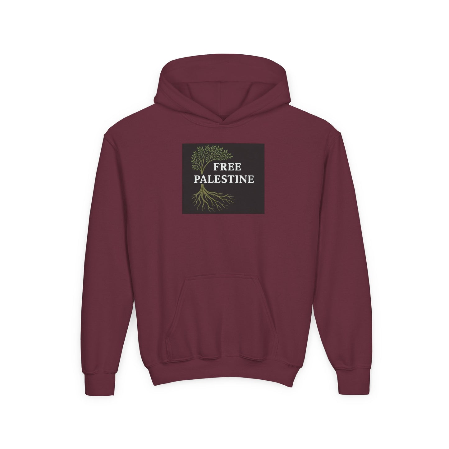 Youth Heavy Blend Hooded Sweatshirt - Free Palestine (Olive Tree Roots Edition)