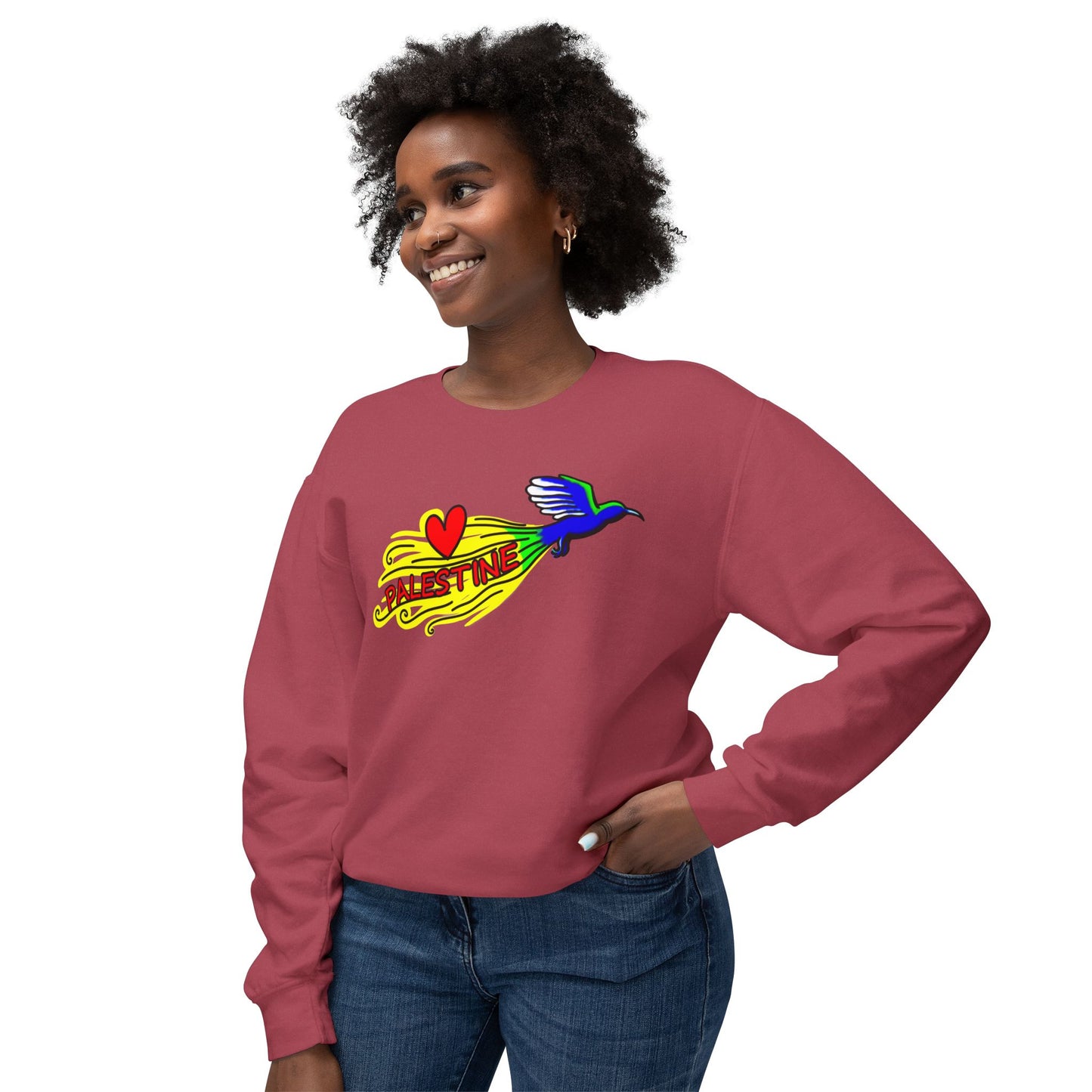 Unisex Lightweight Crewneck Sweatshirt - Love Palestine
