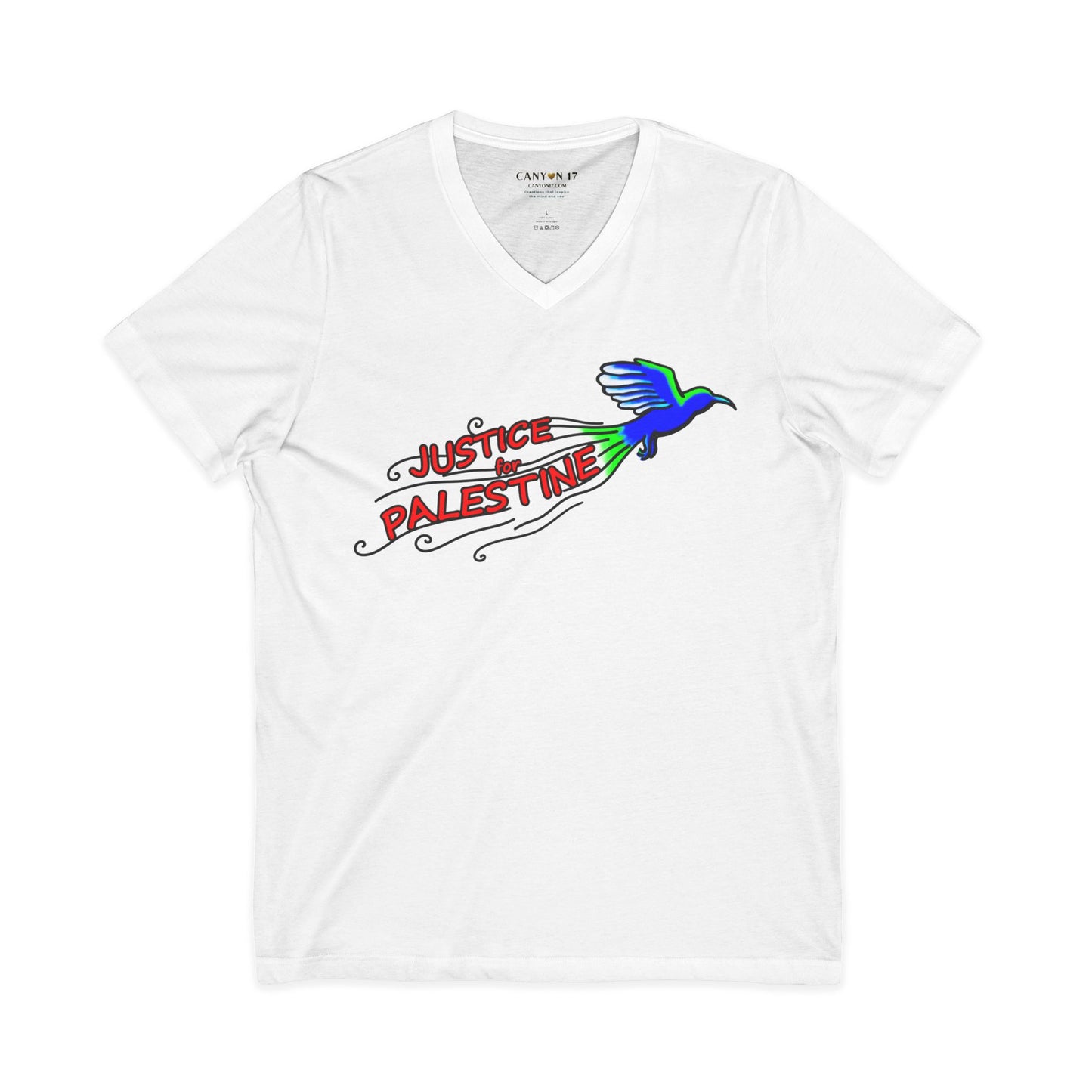 Unisex Jersey Short Sleeve V-Neck Tee - Justice for Palestine