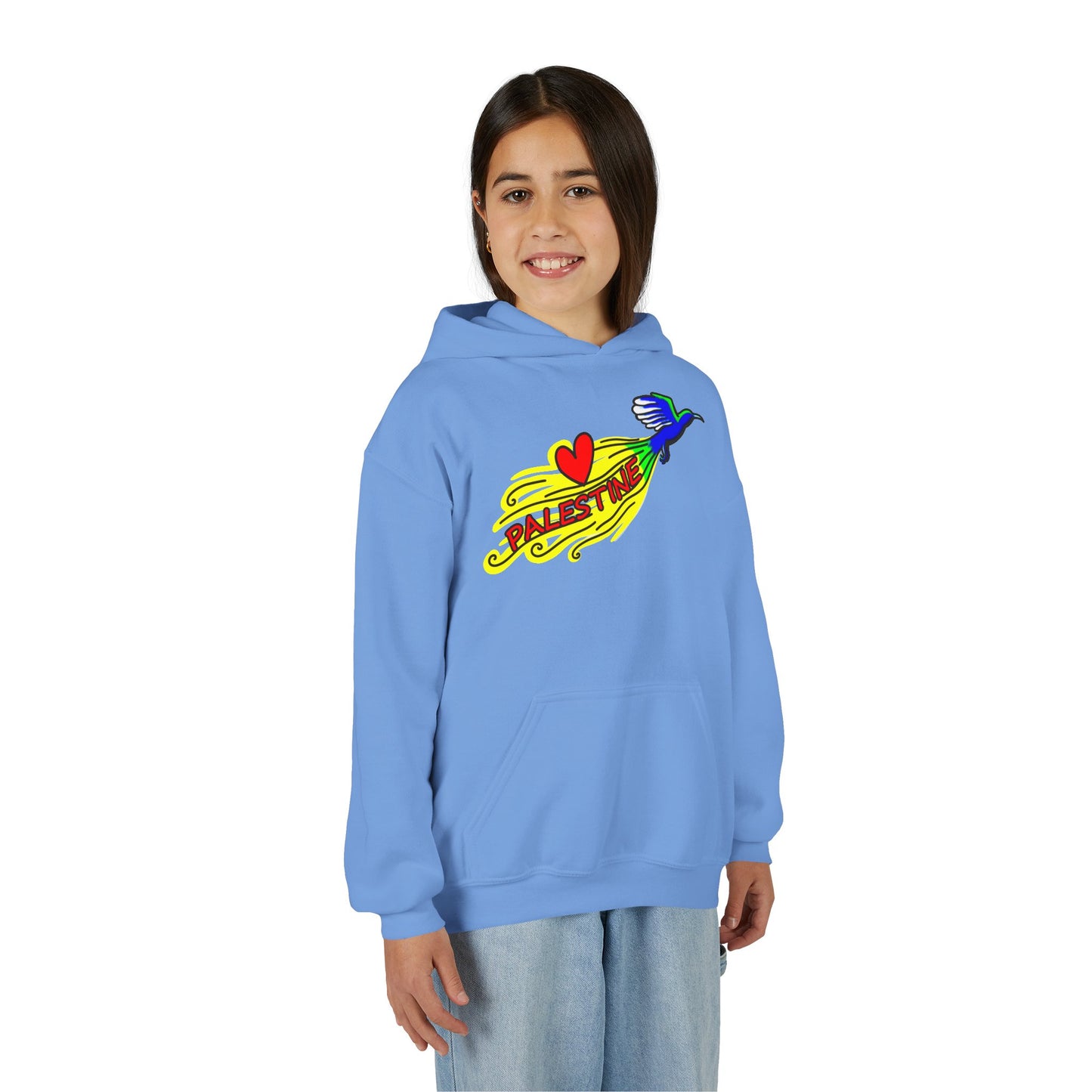 Youth Heavy Blend Hooded Sweatshirt - Love Palestine