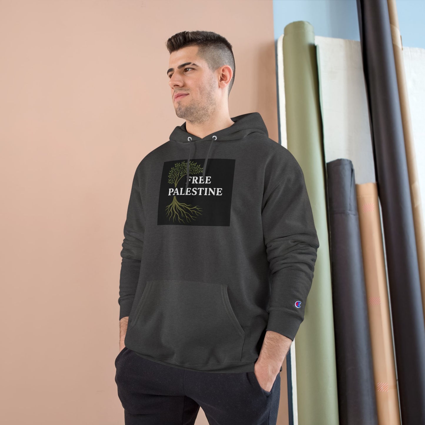 Champion Hoodie - Free Palestine (Olive Tree Roots Edition)