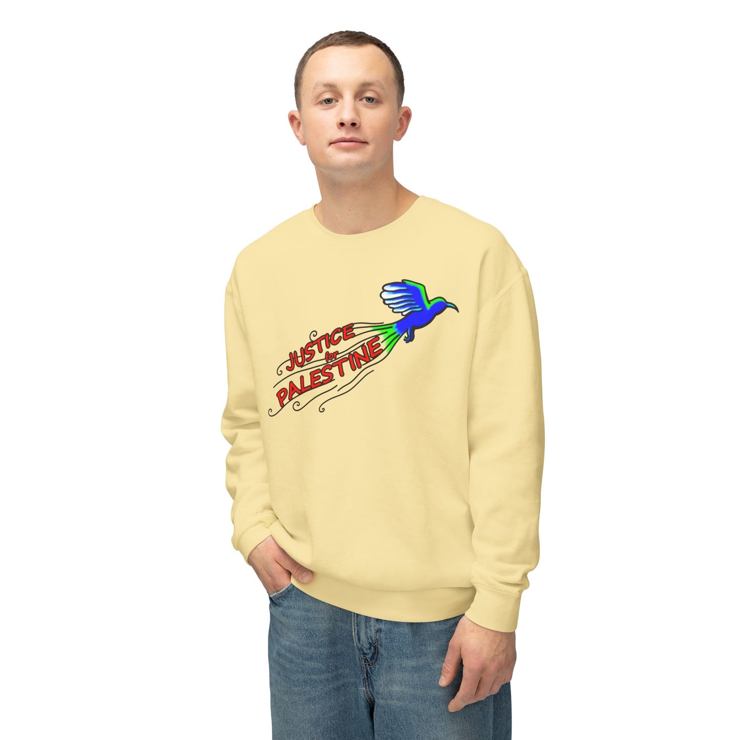 Unisex Lightweight Crewneck Sweatshirt - Justice for Palestine