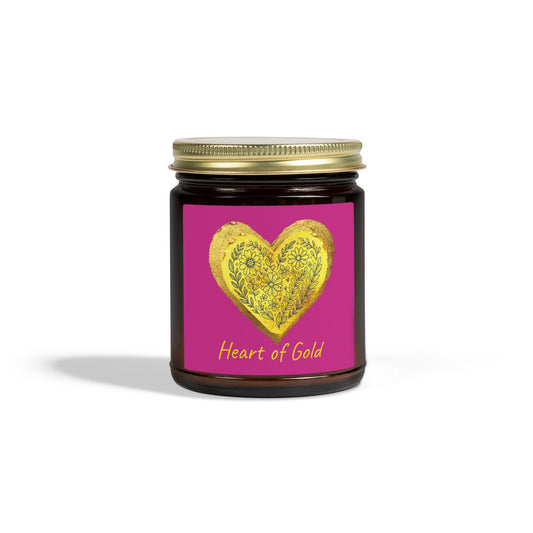 Scented Candle, Coconut Apricot Wax (9oz) - Pink