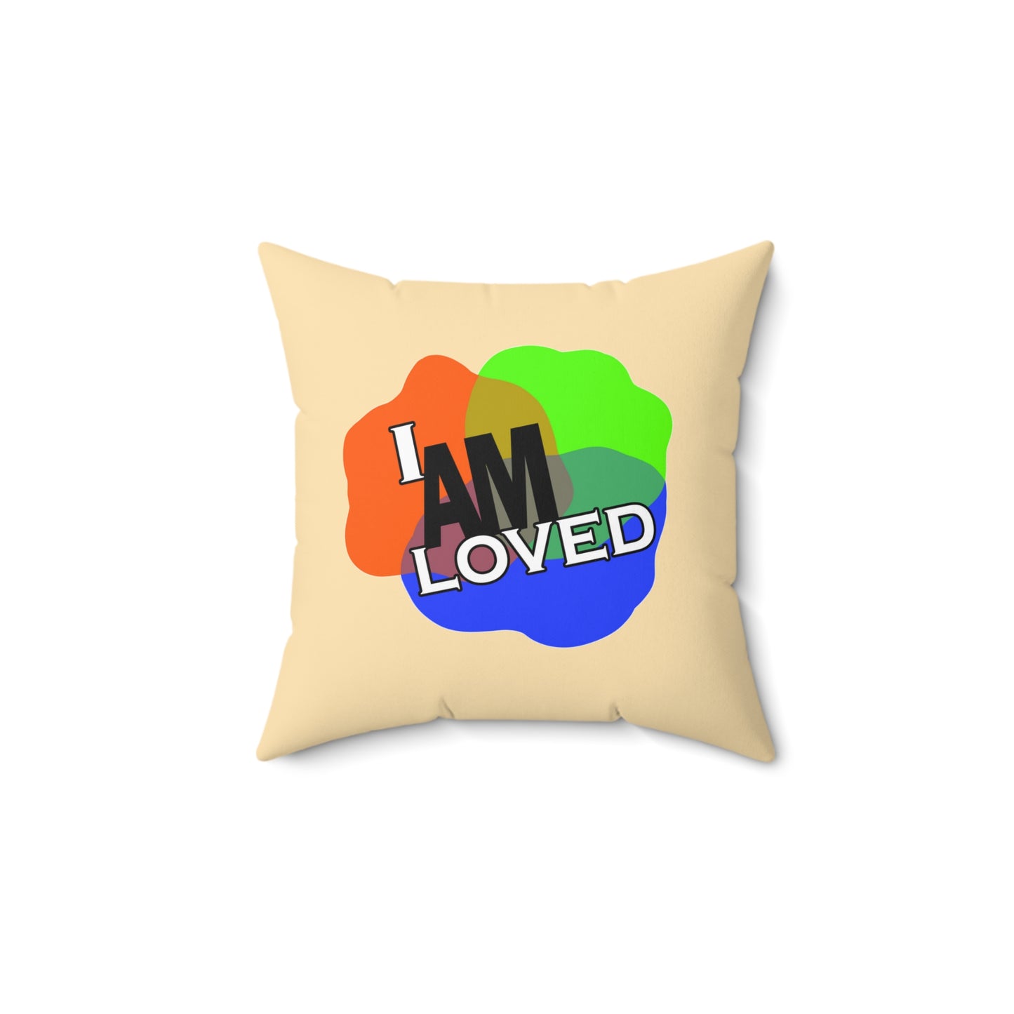 Spun Polyester Square Pillow - I Am Loved (Beige / Peach)
