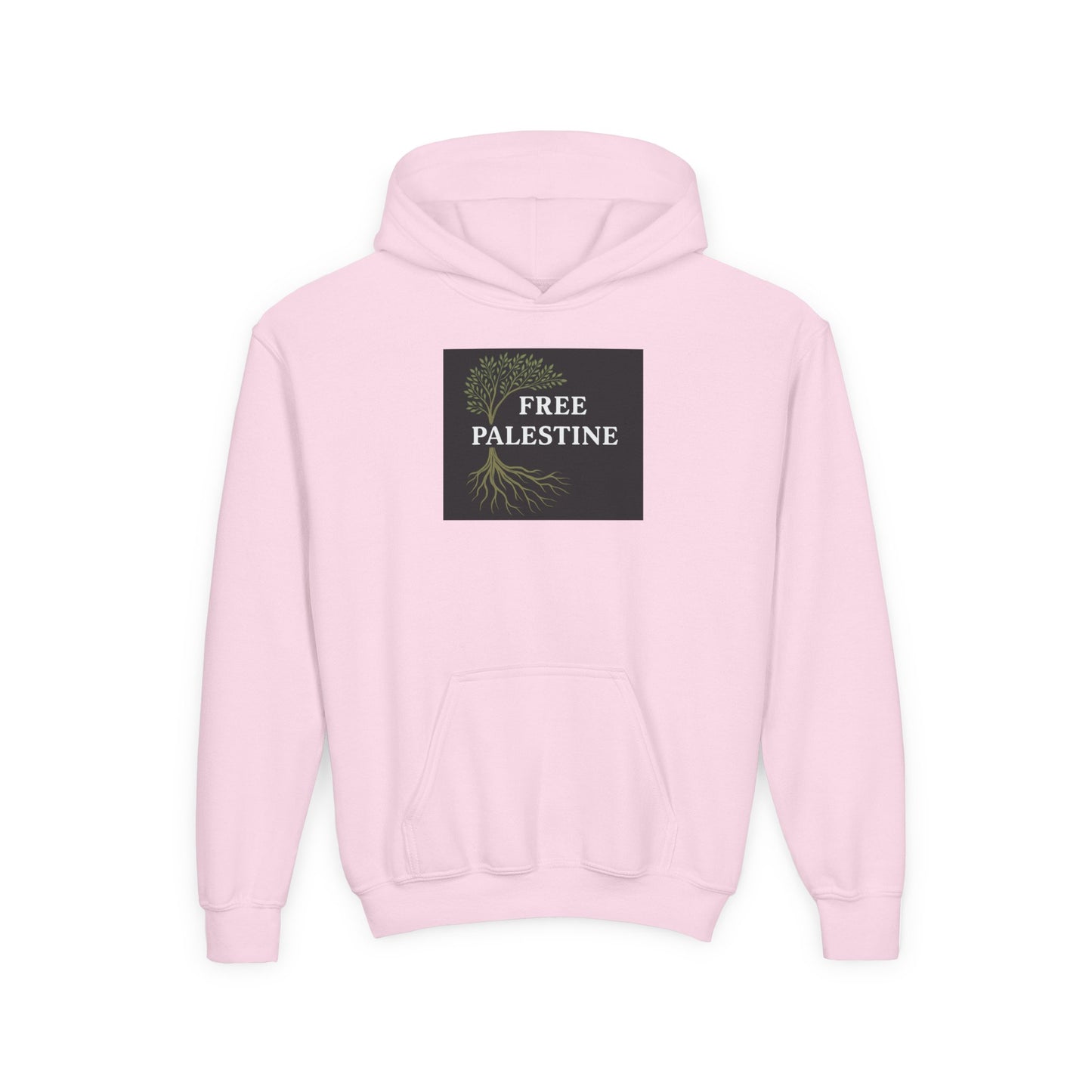 Youth Heavy Blend Hooded Sweatshirt - Free Palestine (Olive Tree Roots Edition)