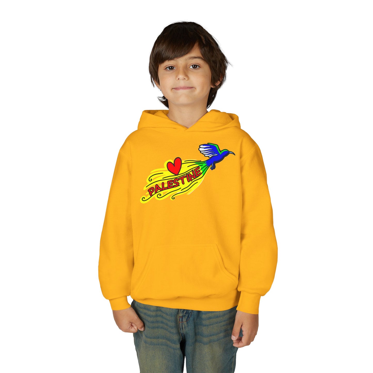 Youth Heavy Blend Hooded Sweatshirt - Love Palestine