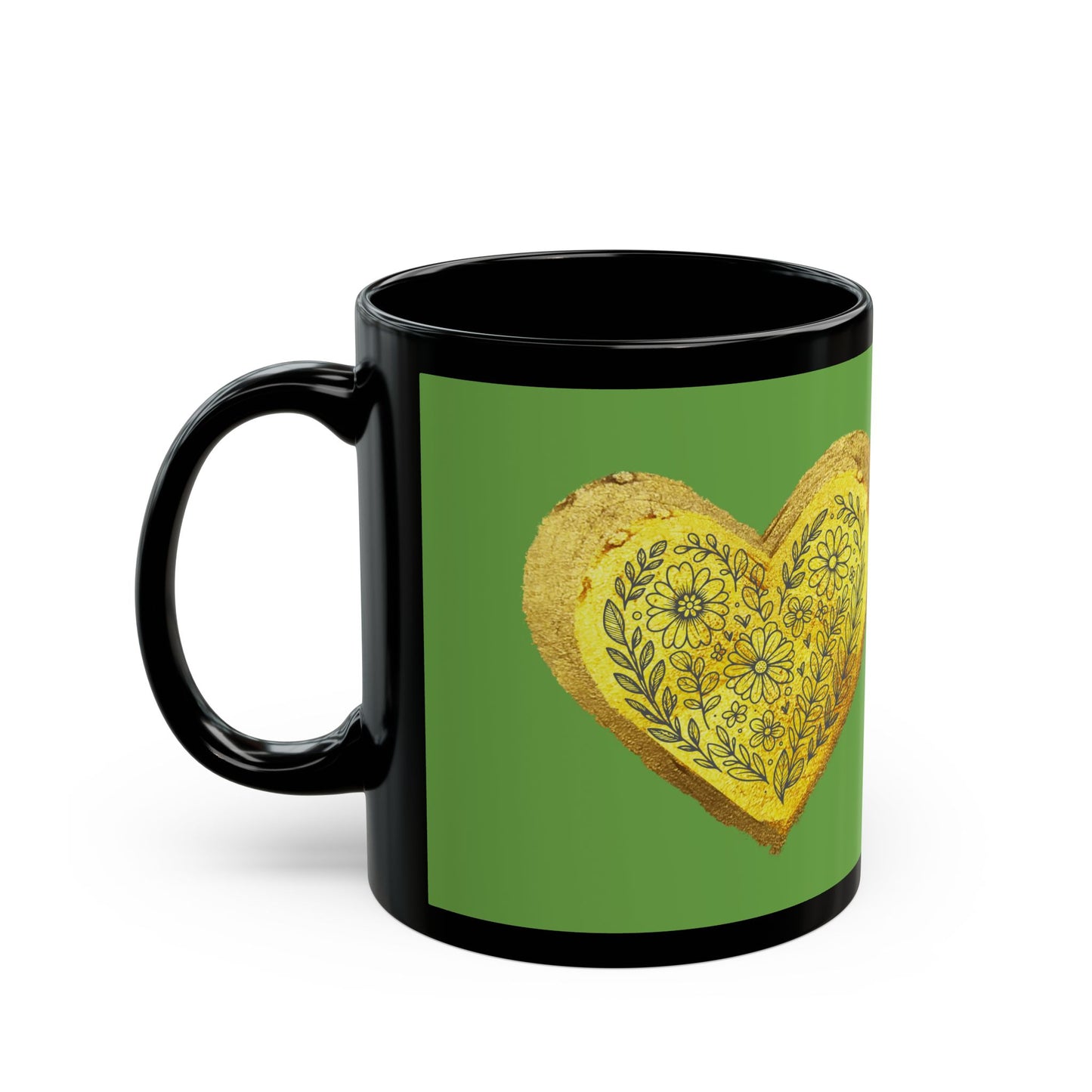 Green on Black Mug  - Heart of Gold (11oz)