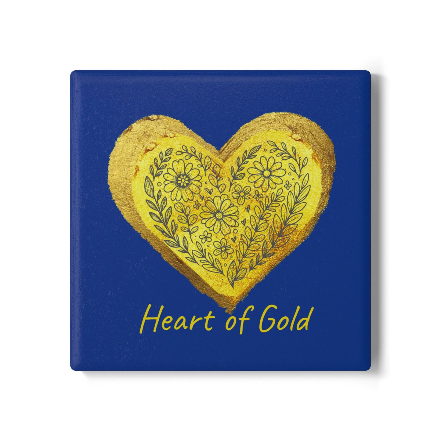 Dark Blue Ceramic Coaster - Heart of Gold
