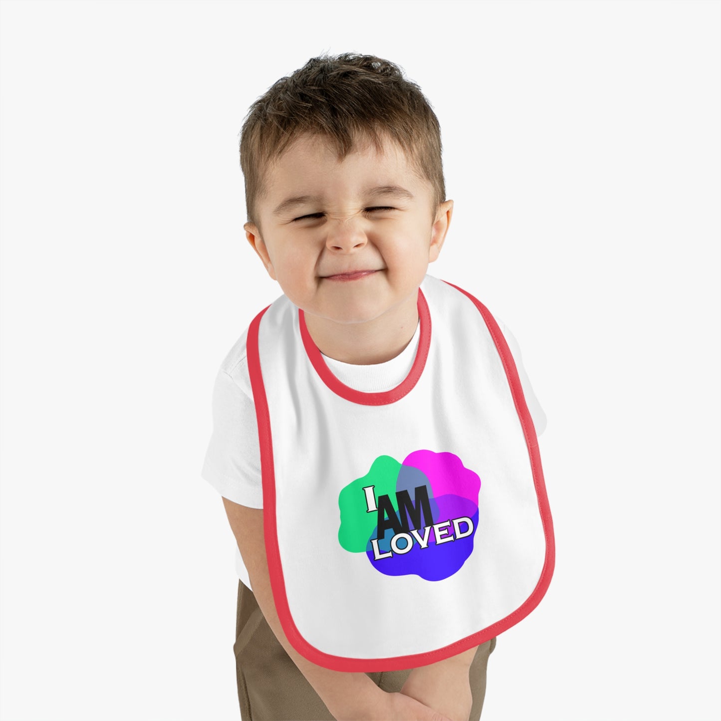 Baby Contrast Trim Jersey Bib - I am Loved 1