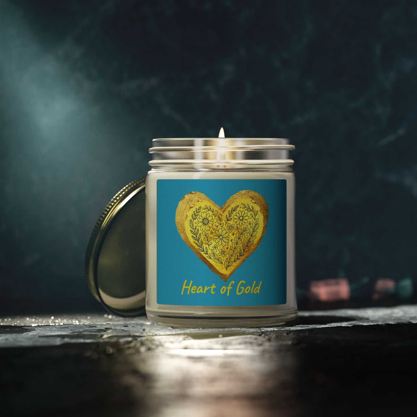 Scented Candle, Coconut Apricot Wax (9oz) - Turquoise