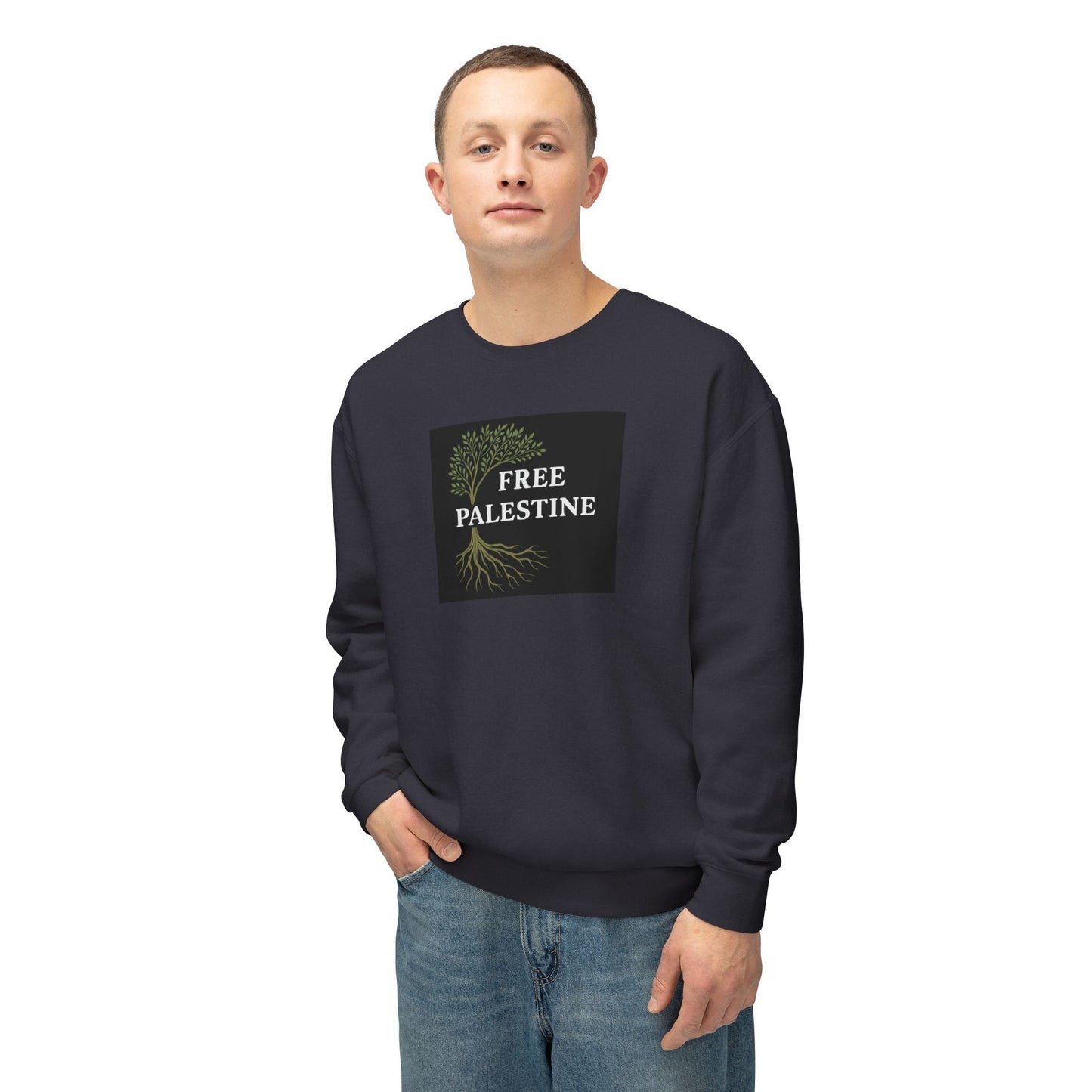 Unisex Lightweight Crewneck Sweatshirt - Free Palestine (Olive Tree Roots Edition)
