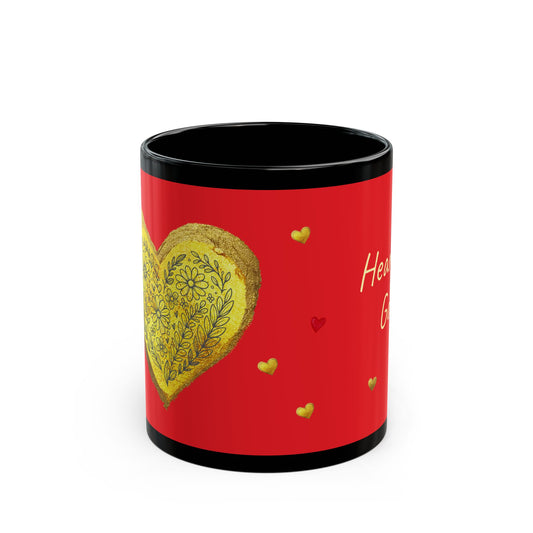 Red on Black Mug  - Heart of Gold (11oz)