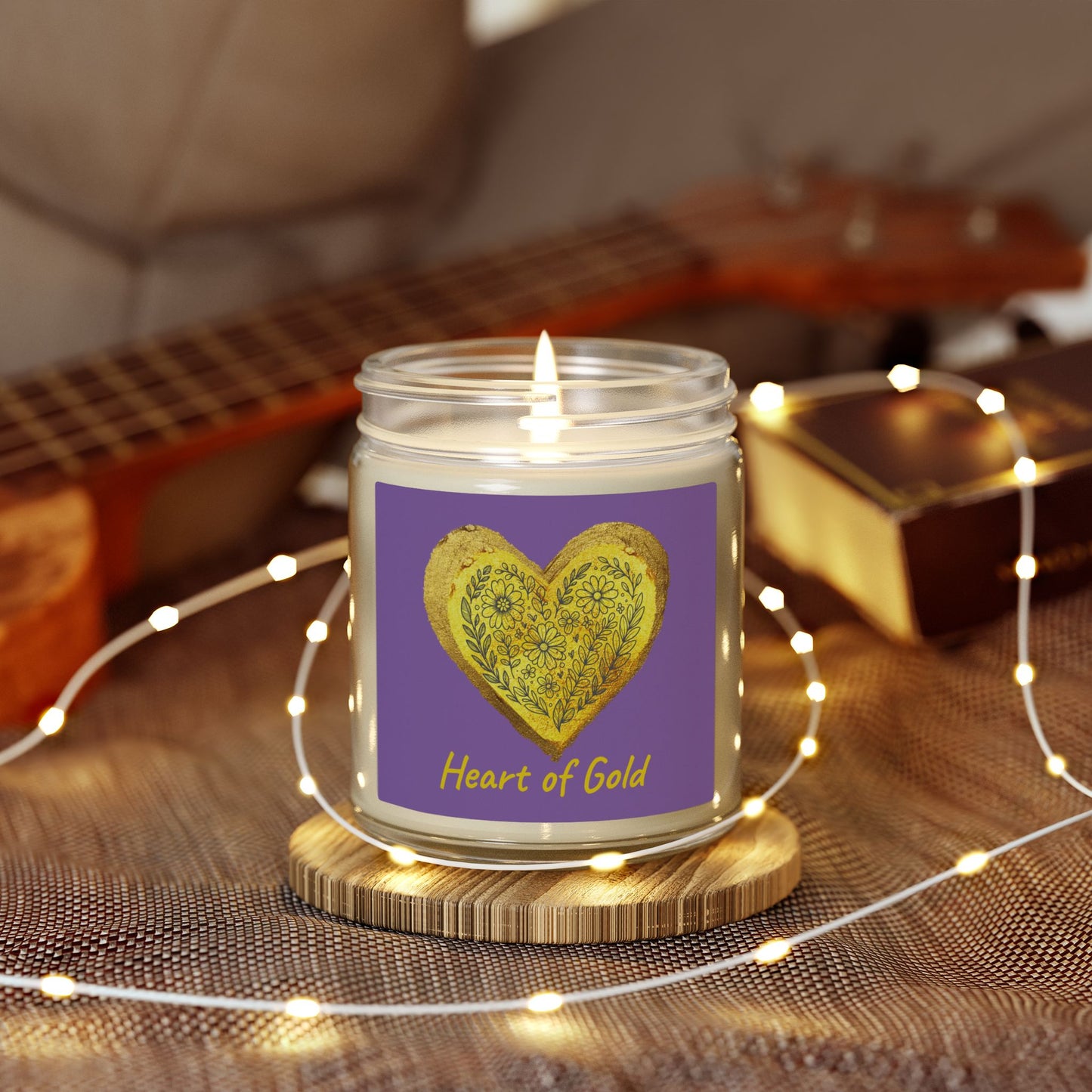 Scented Candle, Coconut Apricot Wax (9oz) - Light Purple