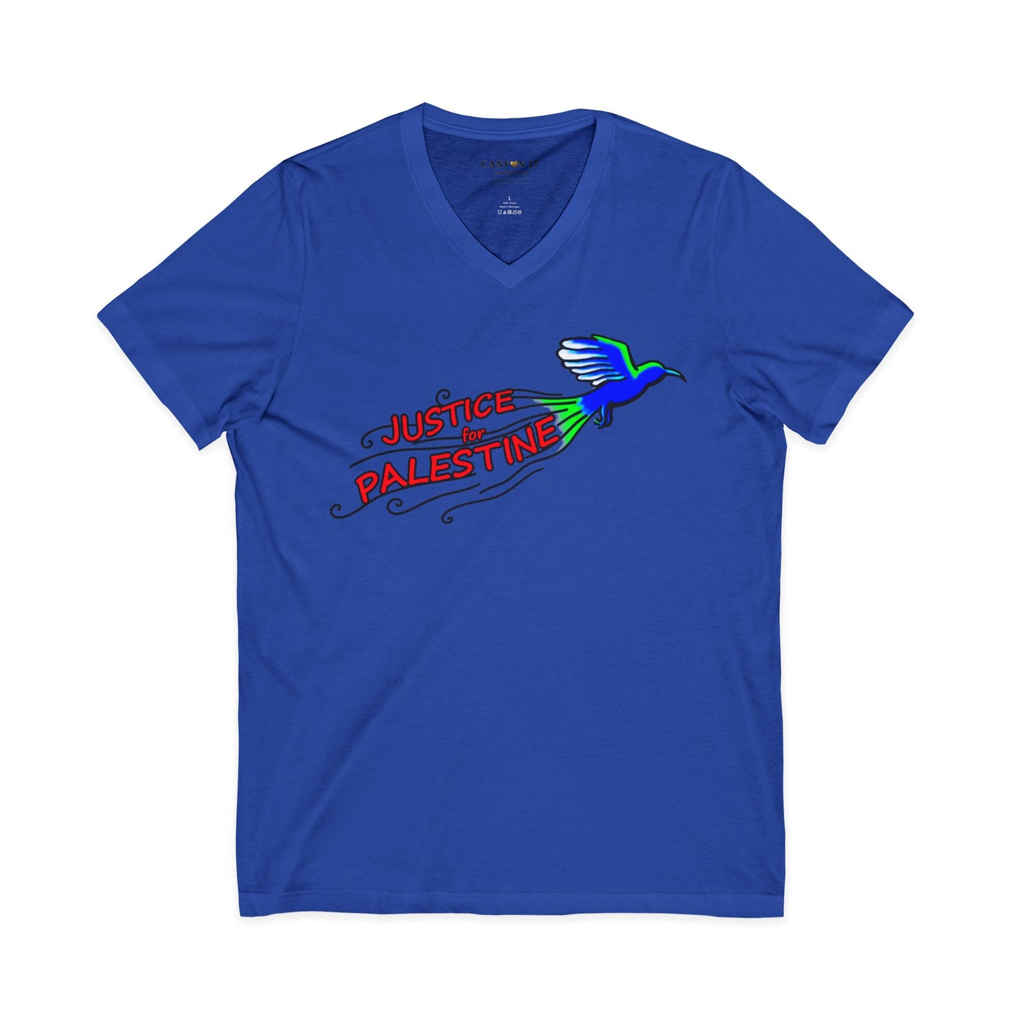 Unisex Jersey Short Sleeve V-Neck Tee - Justice for Palestine
