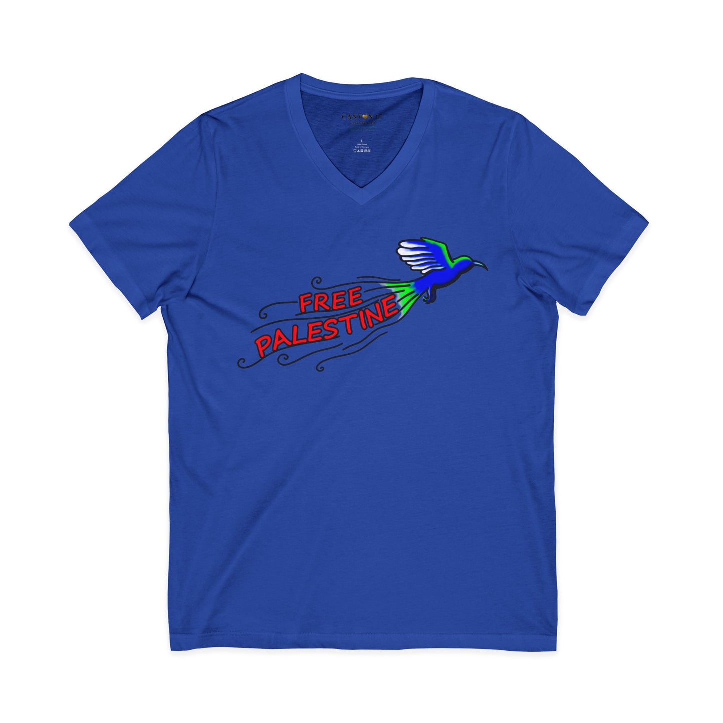 Unisex Jersey Short Sleeve V-Neck Tee - Free Palestine