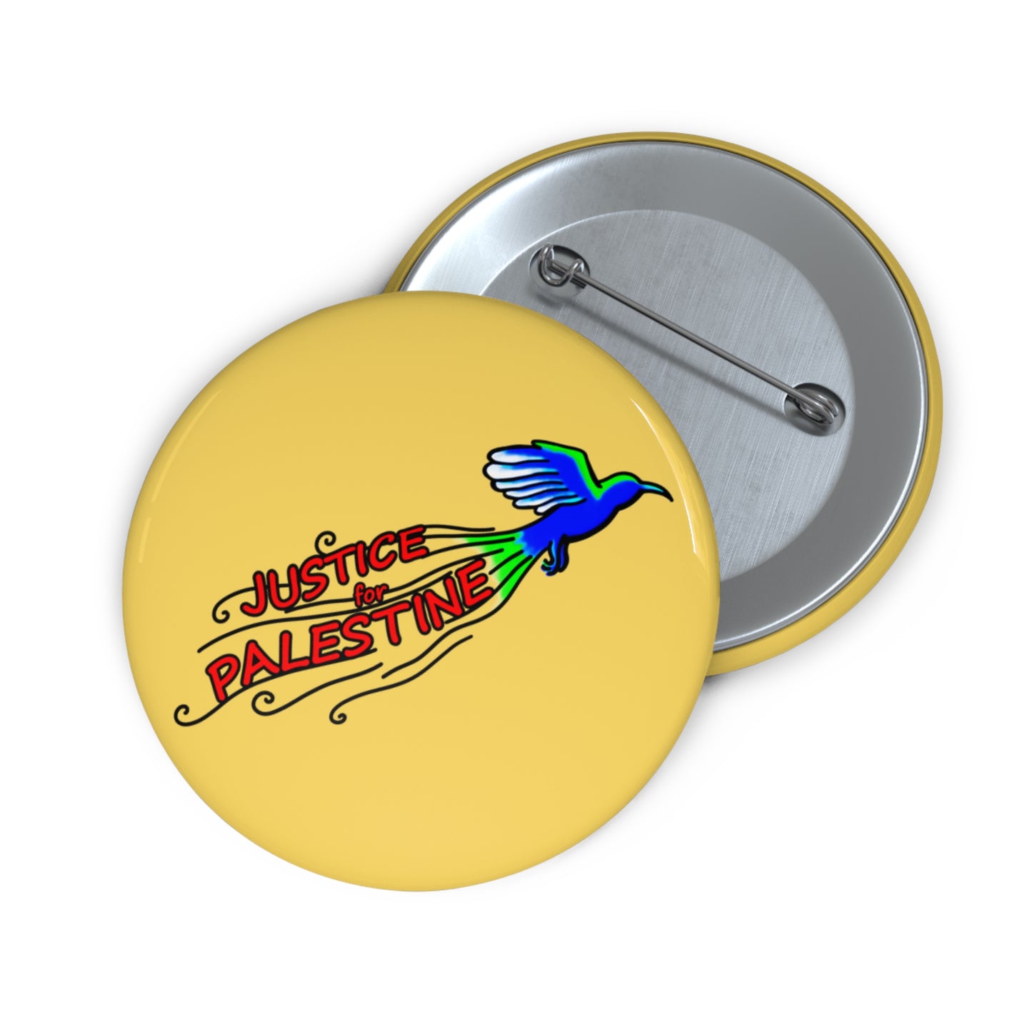 Custom Pin Buttons - Justice for Palestine (Gold)