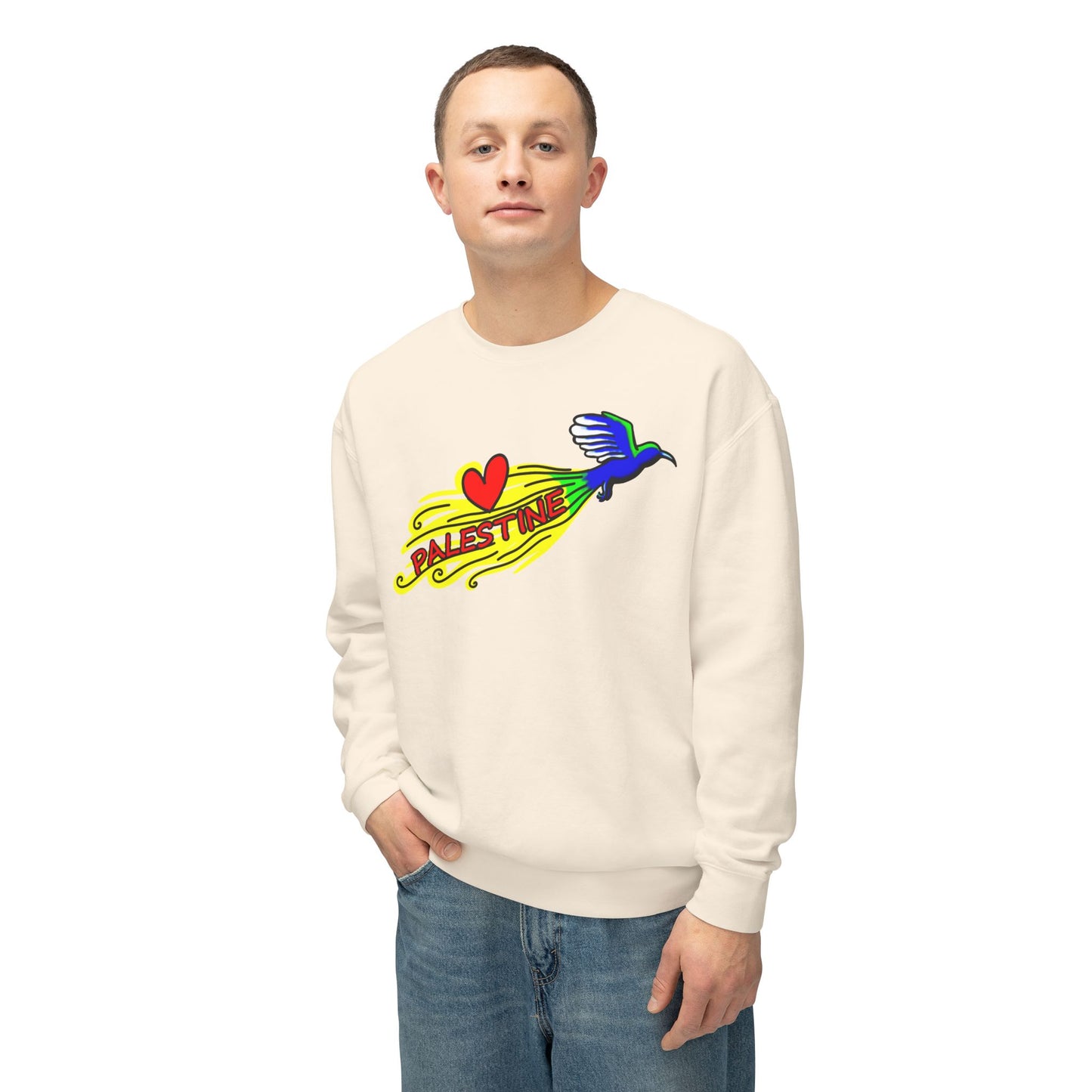 Unisex Lightweight Crewneck Sweatshirt - Love Palestine