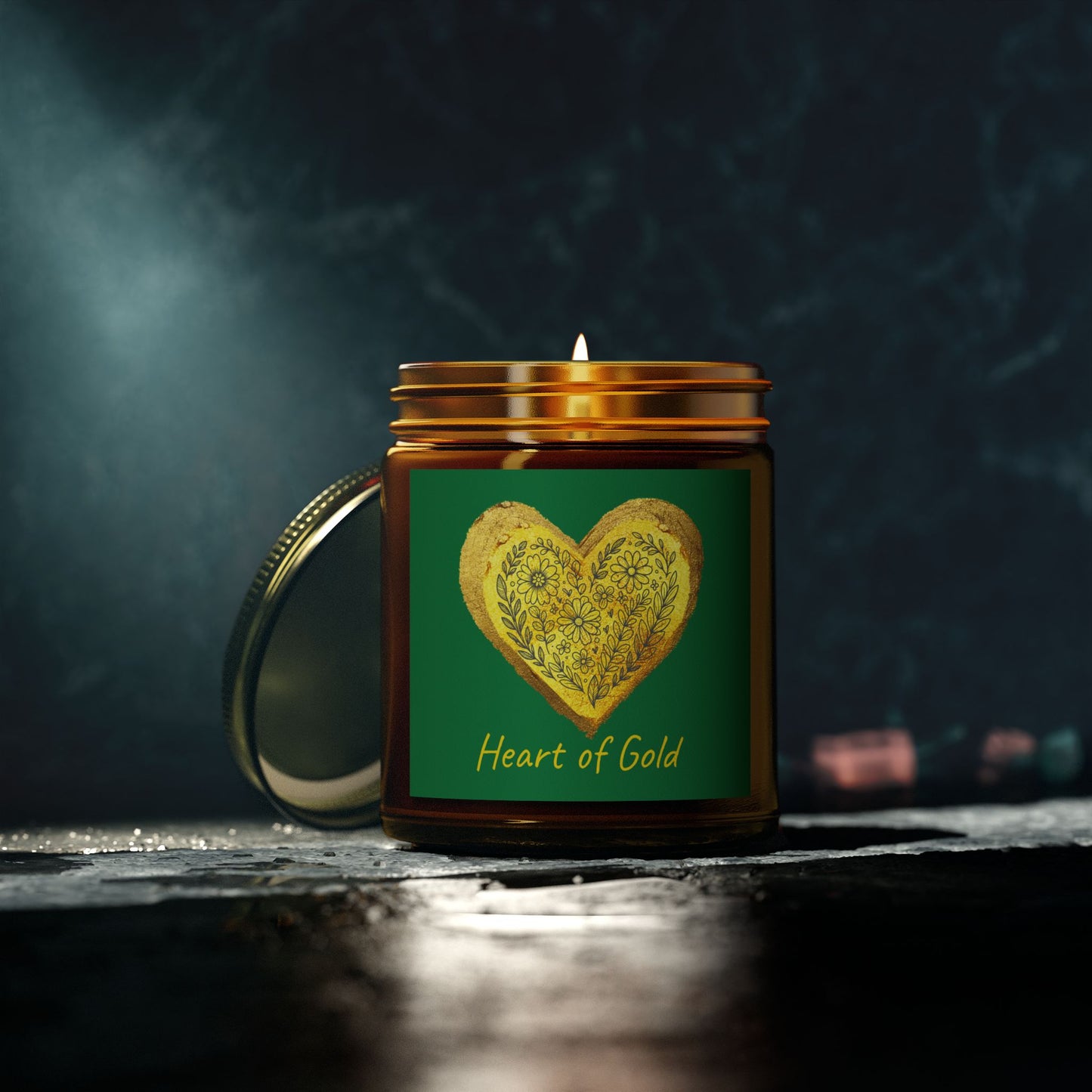 Scented Candle, Coconut Apricot Wax (9oz) - Forest Green