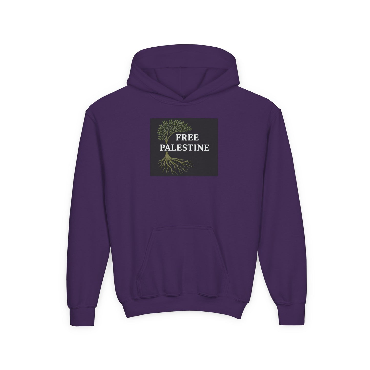 Youth Heavy Blend Hooded Sweatshirt - Free Palestine (Olive Tree Roots Edition)
