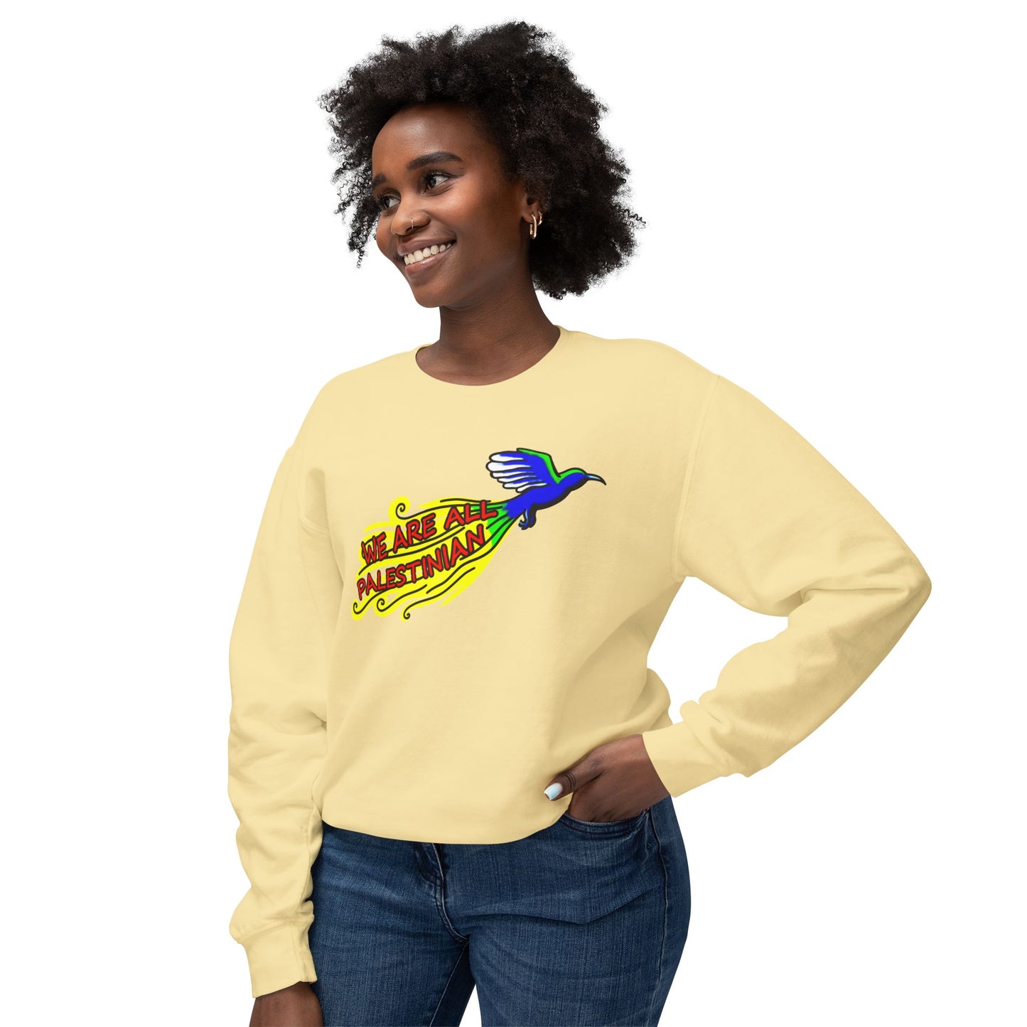 Unisex Lightweight Crewneck Sweatshirt - We are all Palestinian
