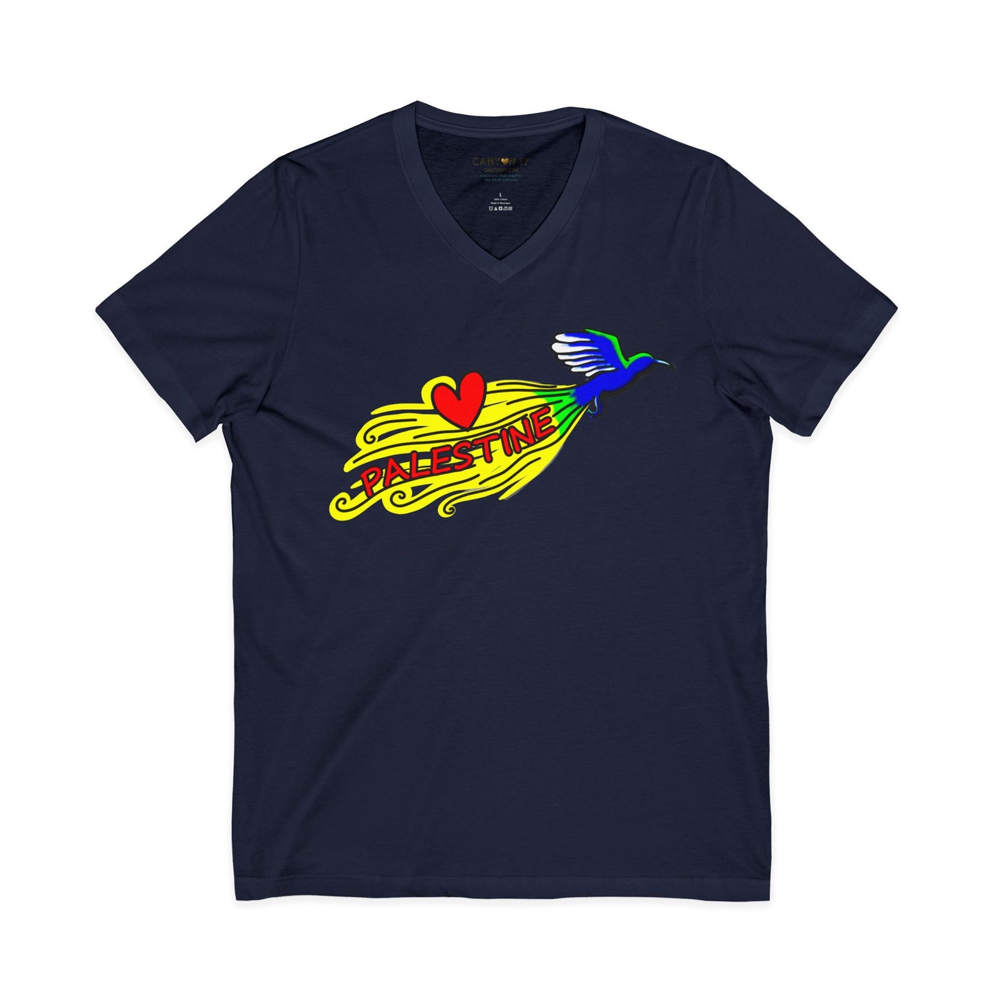 Unisex Jersey Short Sleeve V-Neck Tee - Love Palestine