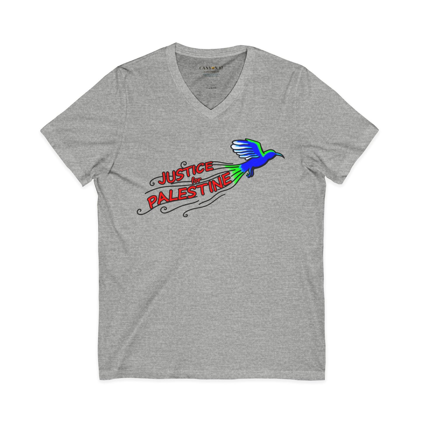 Unisex Jersey Short Sleeve V-Neck Tee - Justice for Palestine