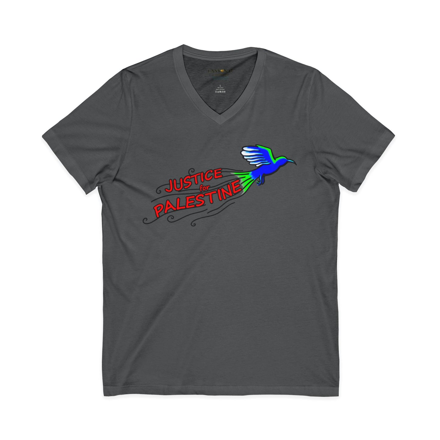 Unisex Jersey Short Sleeve V-Neck Tee - Justice for Palestine