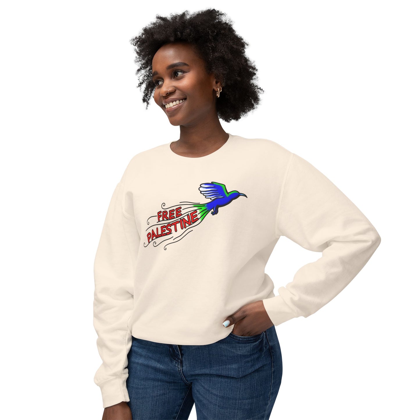 Unisex Lightweight Crewneck Sweatshirt - Free Palestine