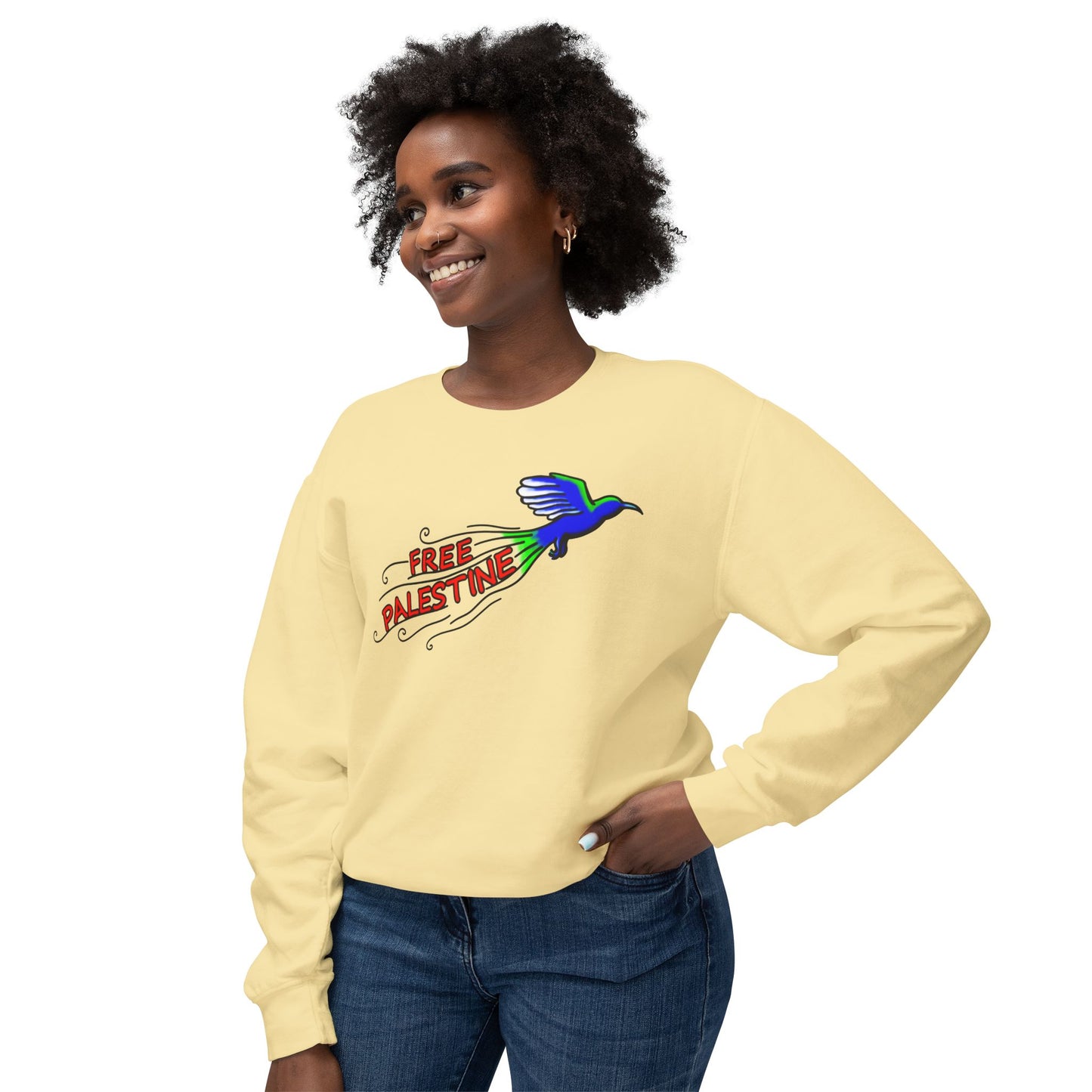 Unisex Lightweight Crewneck Sweatshirt - Free Palestine