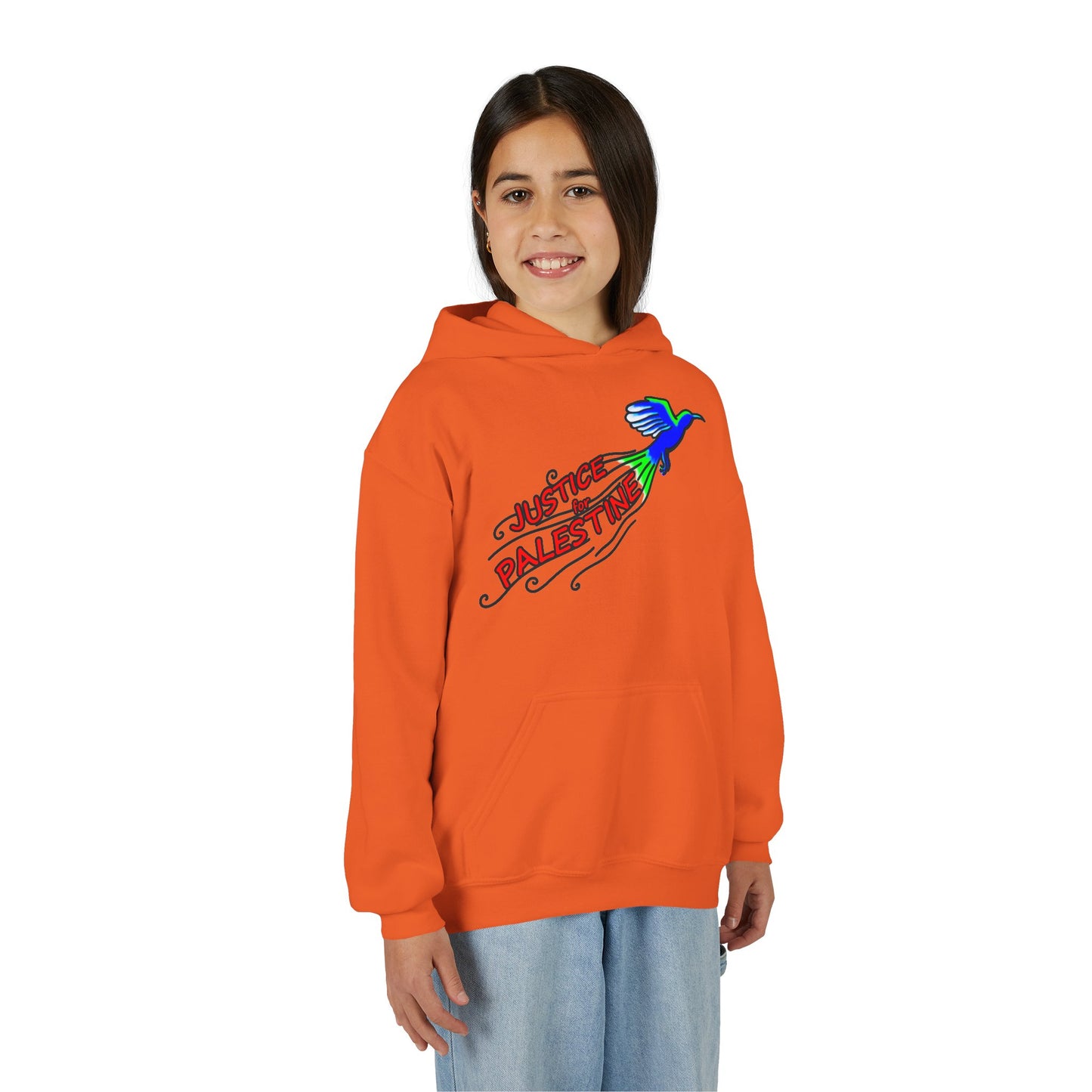 Youth Heavy Blend Hooded Sweatshirt - Justice for Palestine