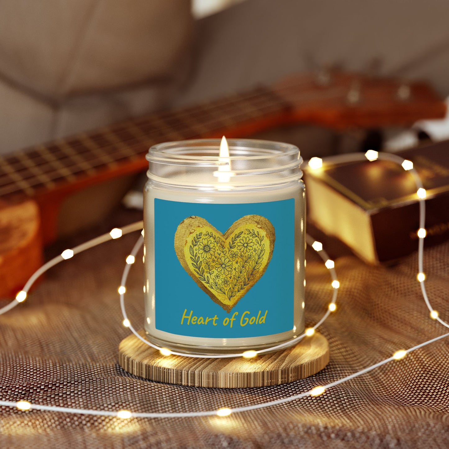 Scented Candle, Coconut Apricot Wax (9oz) - Turquoise