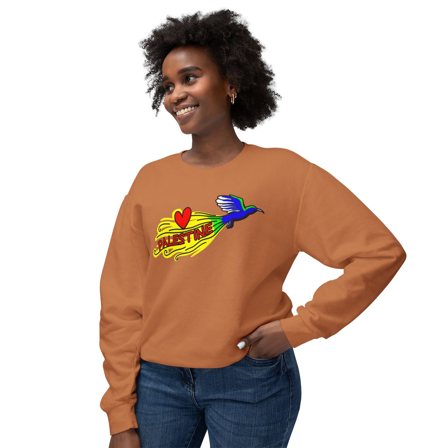 Unisex Lightweight Crewneck Sweatshirt - Love Palestine