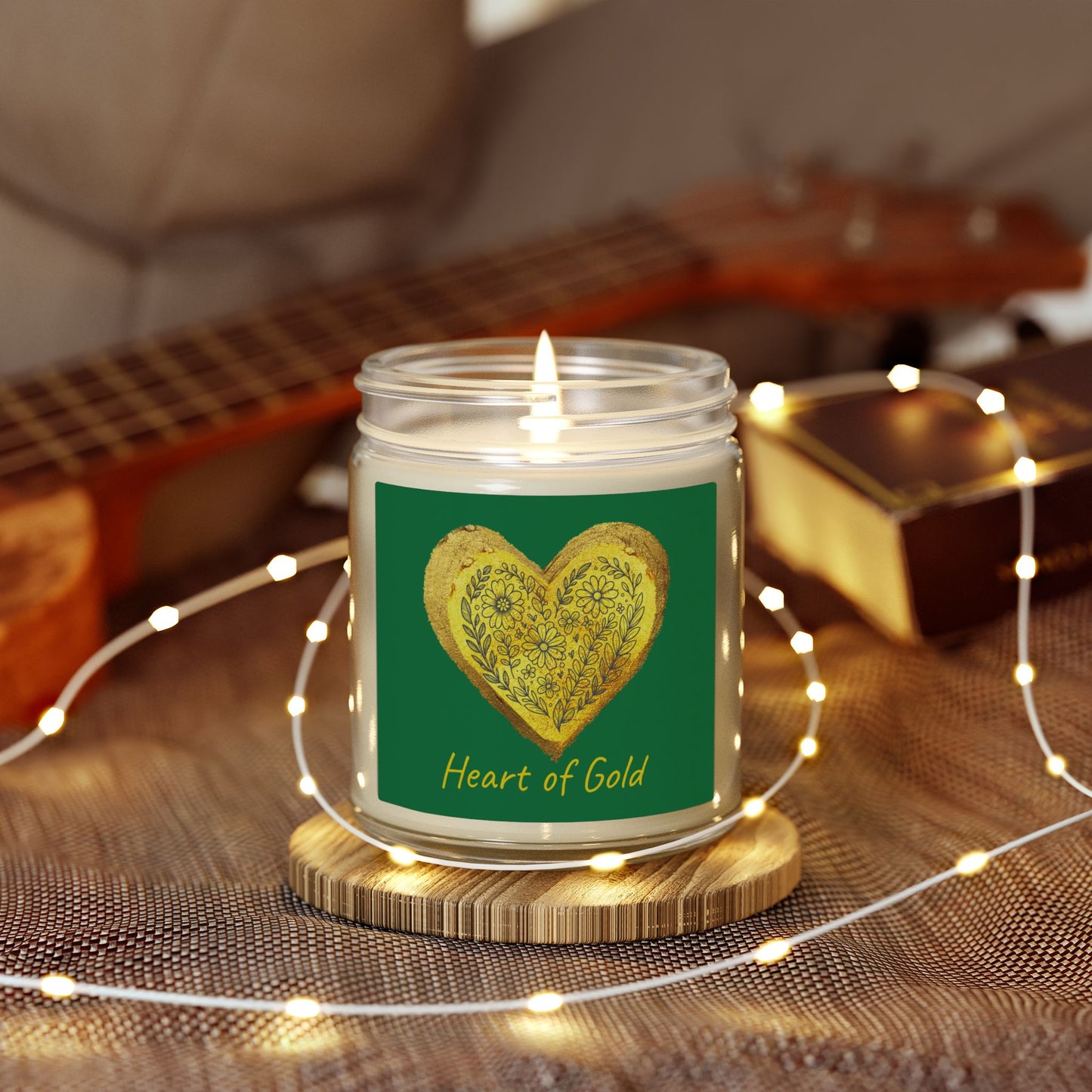 Scented Candle, Coconut Apricot Wax (9oz) - Forest Green