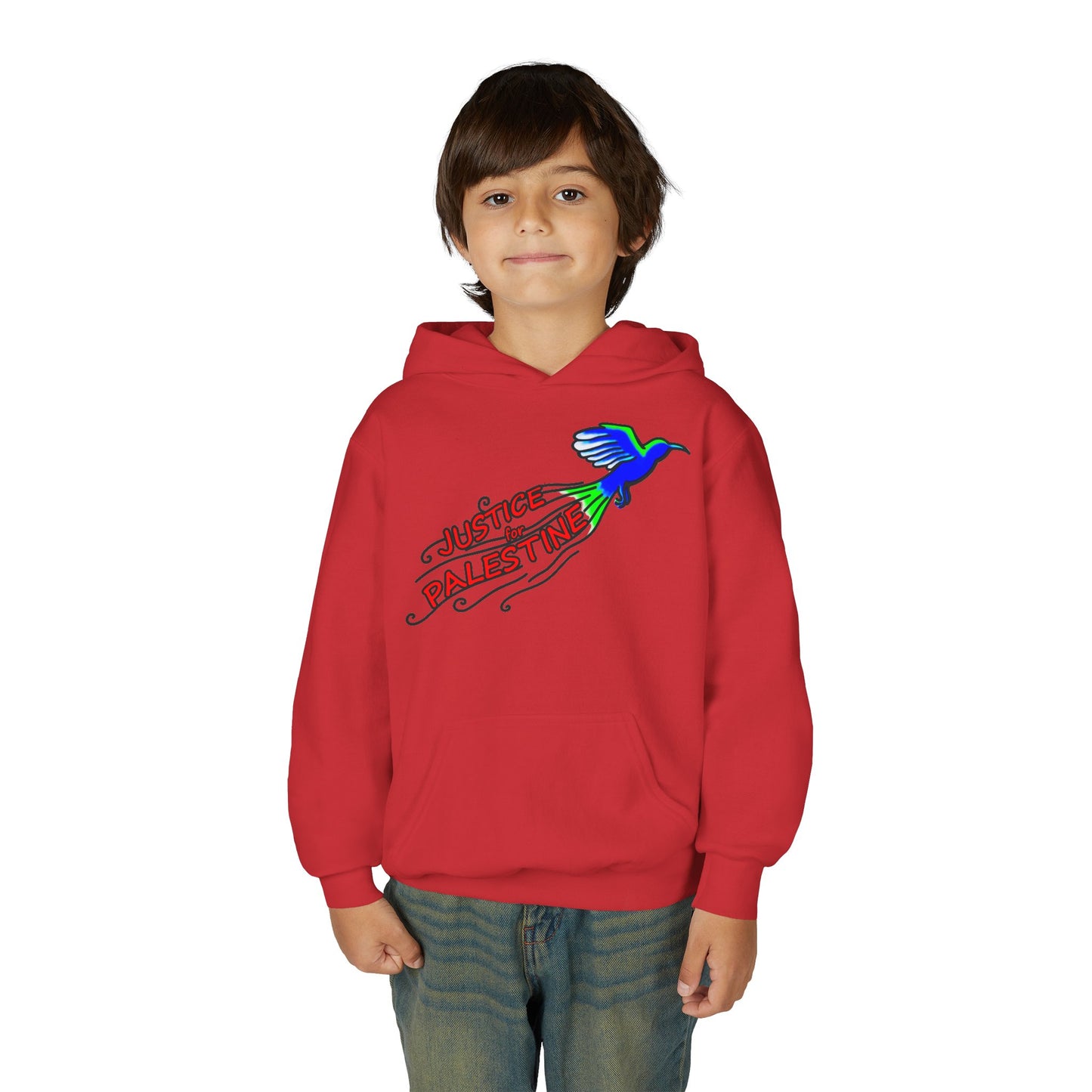 Youth Heavy Blend Hooded Sweatshirt - Justice for Palestine
