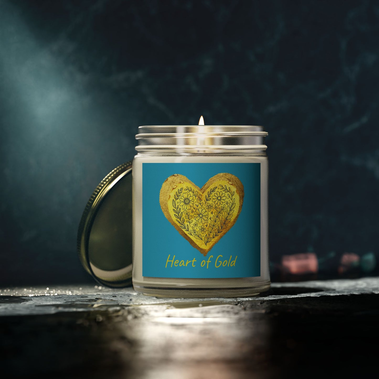 Scented Candle, Coconut Apricot Wax (9oz) - Turquoise