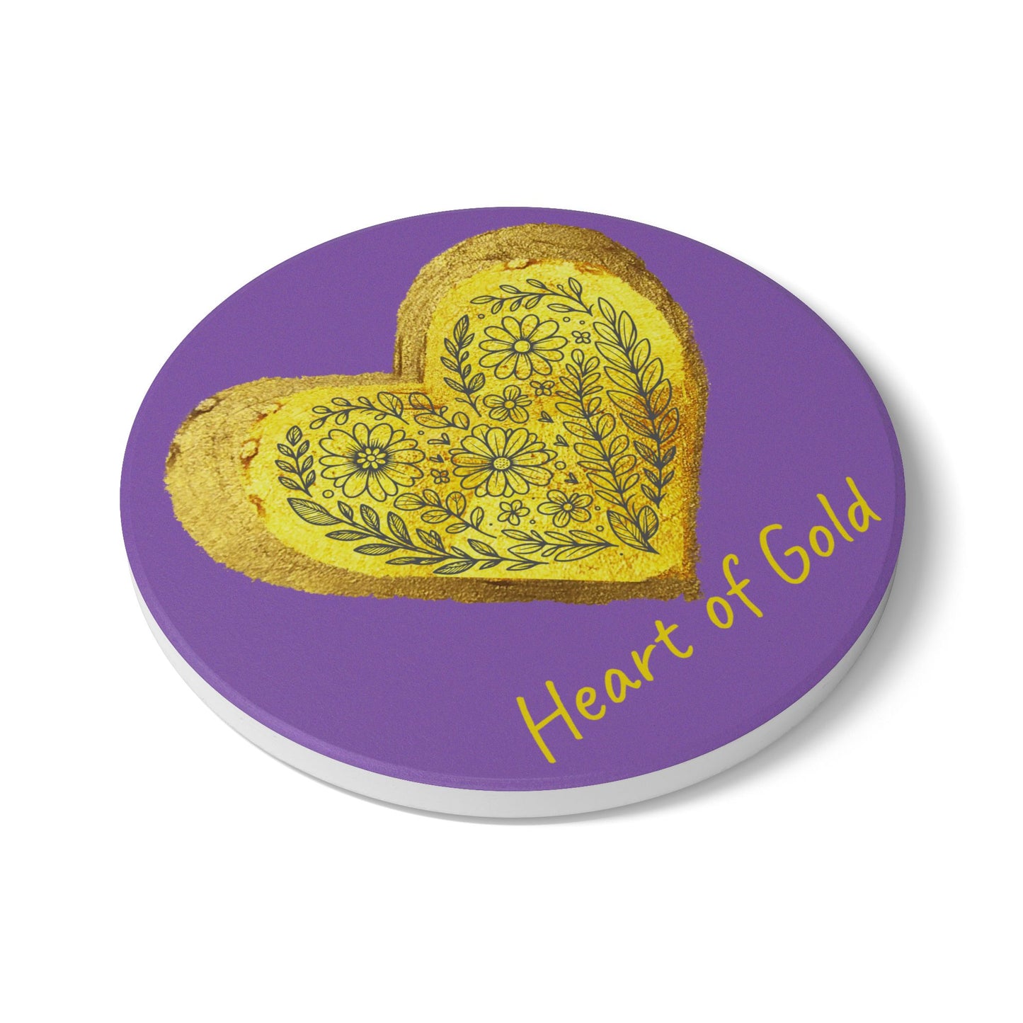 Purple Ceramic Coaster - Heart of Gold