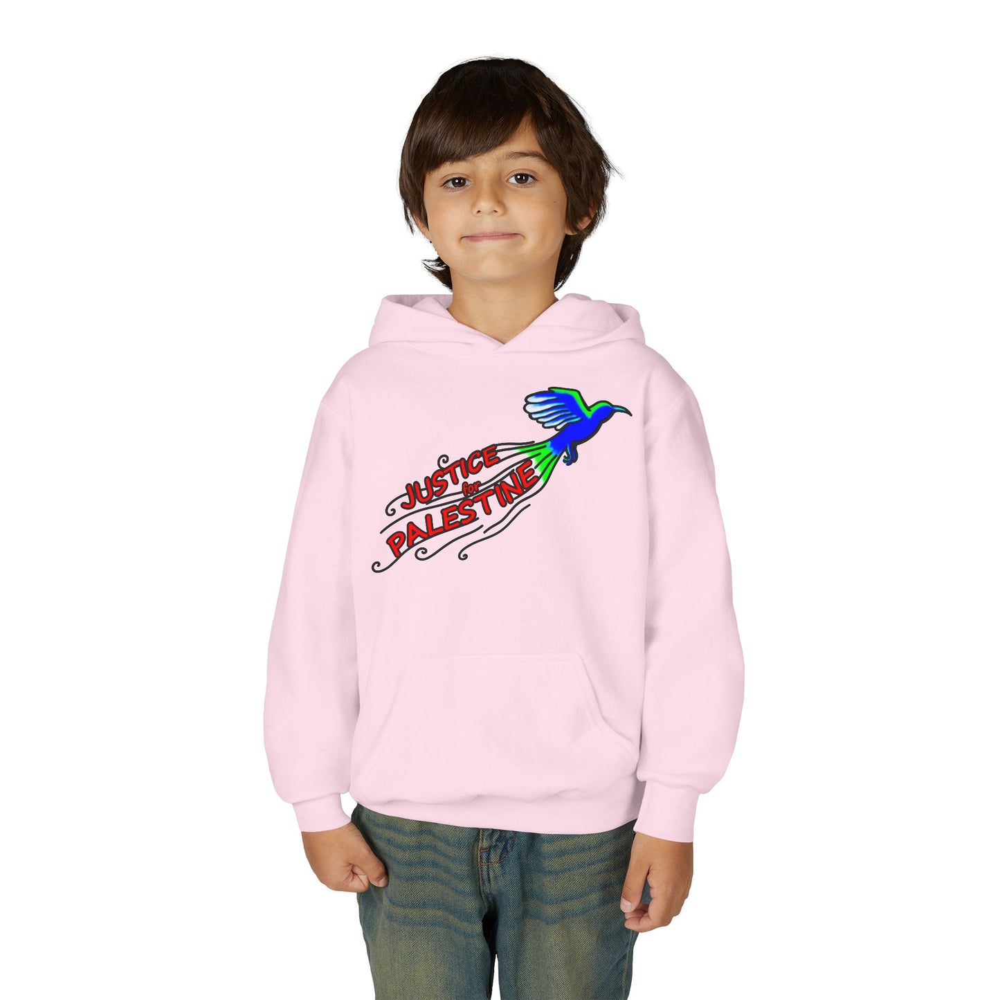 Youth Heavy Blend Hooded Sweatshirt - Justice for Palestine