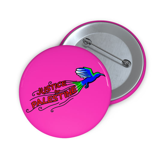 Custom Pin Buttons - Justice for Palestine (Pink)