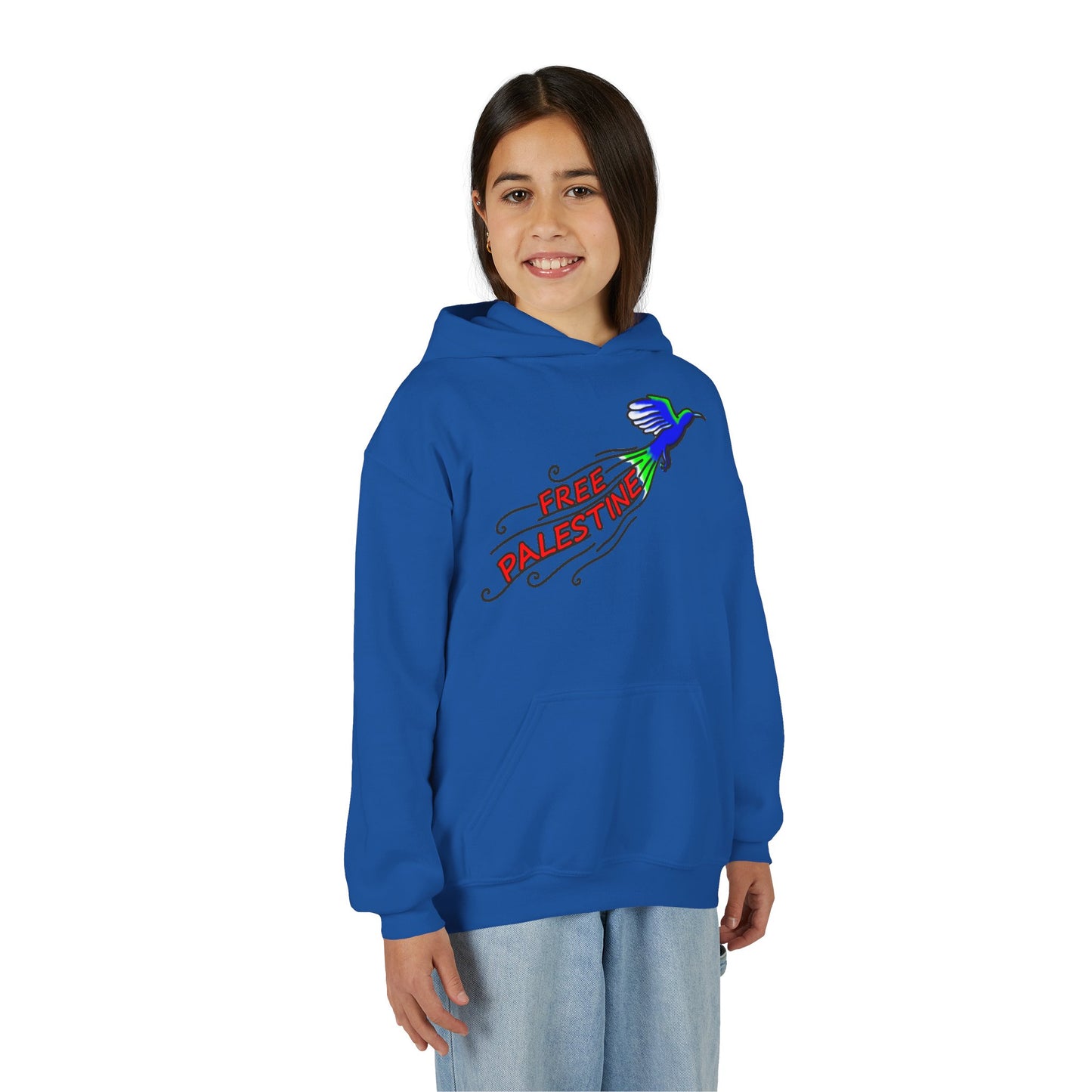 Youth Heavy Blend Hooded Sweatshirt - Free Palestine
