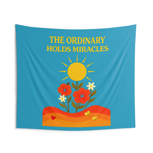 The Ordinary Holds Miracles - Indoor Wall Tapestries (Turquoise)