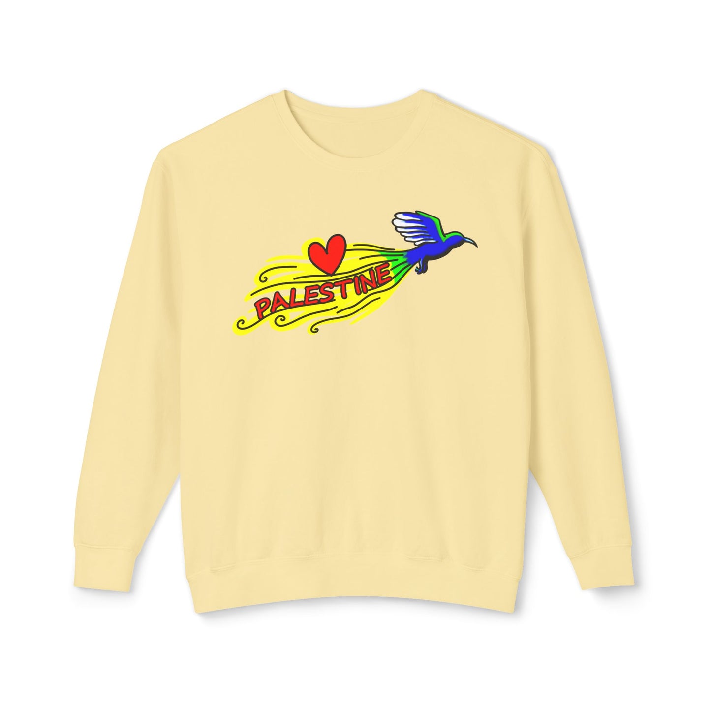 Unisex Lightweight Crewneck Sweatshirt - Love Palestine